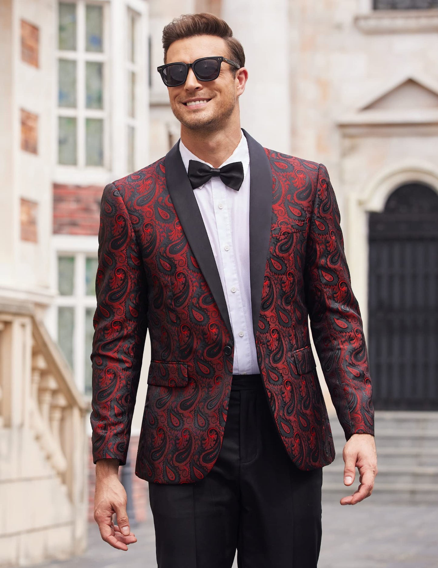 COOFANDY Mens Floral Tuxedo Jacket Paisley Shawl Lapel Suit Blazer Jacket for Dinner,Prom,Wedding