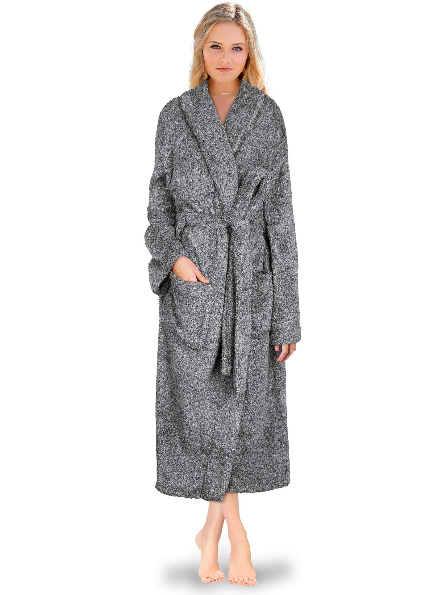 PAVILIA Premium Womens Plush Soft Robe Fluffy, Warm, Fleece Sherpa Shaggy Bathrobe