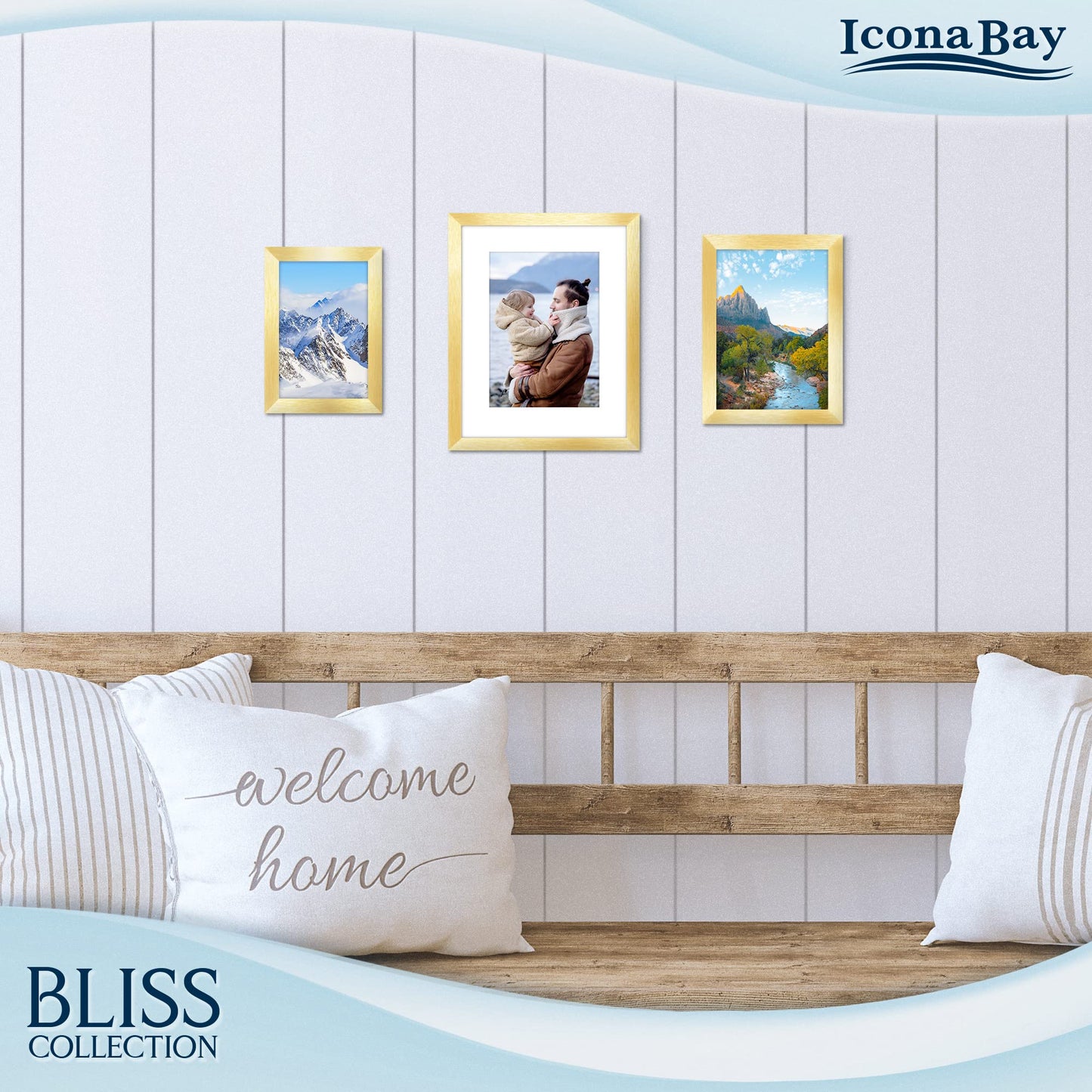 Icona Bay 5x7 Black Picture Frame, Modern Style Wood Composite Frame, Table Top or Wall Mount, Bliss Collection