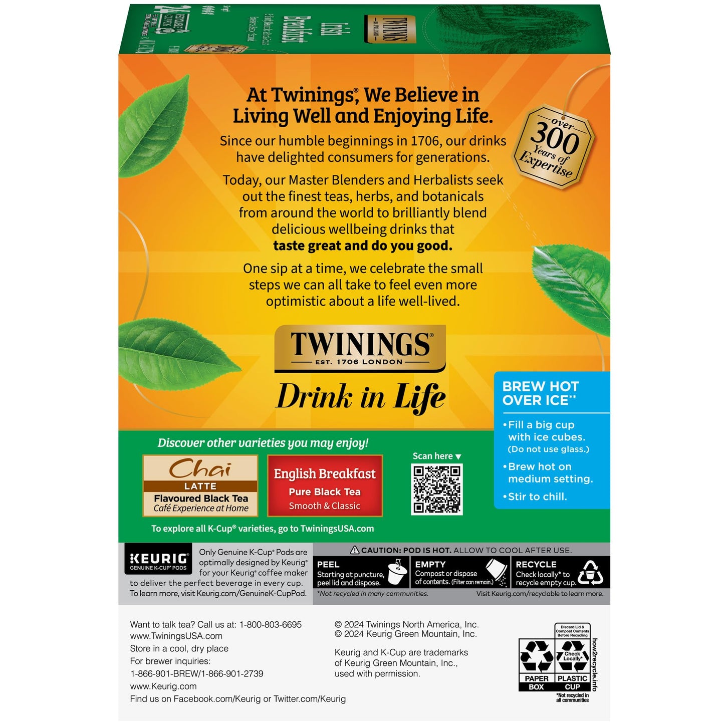 Twinings English Breakfast Tea K-Cup Pods for Keurig, Caffeinated, Smooth, Flavourful, Robust Black Tea, 24 Count (Pack of 1), Enjoy Hot or Iced