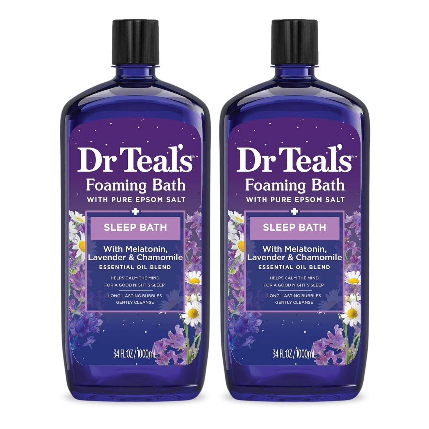 Dr Teal's Foaming Bath with Pure Epsom Salt, Soothe & Sleep with Lavender, 34 fl oz (Pack of 4) (Packaging May Vary)