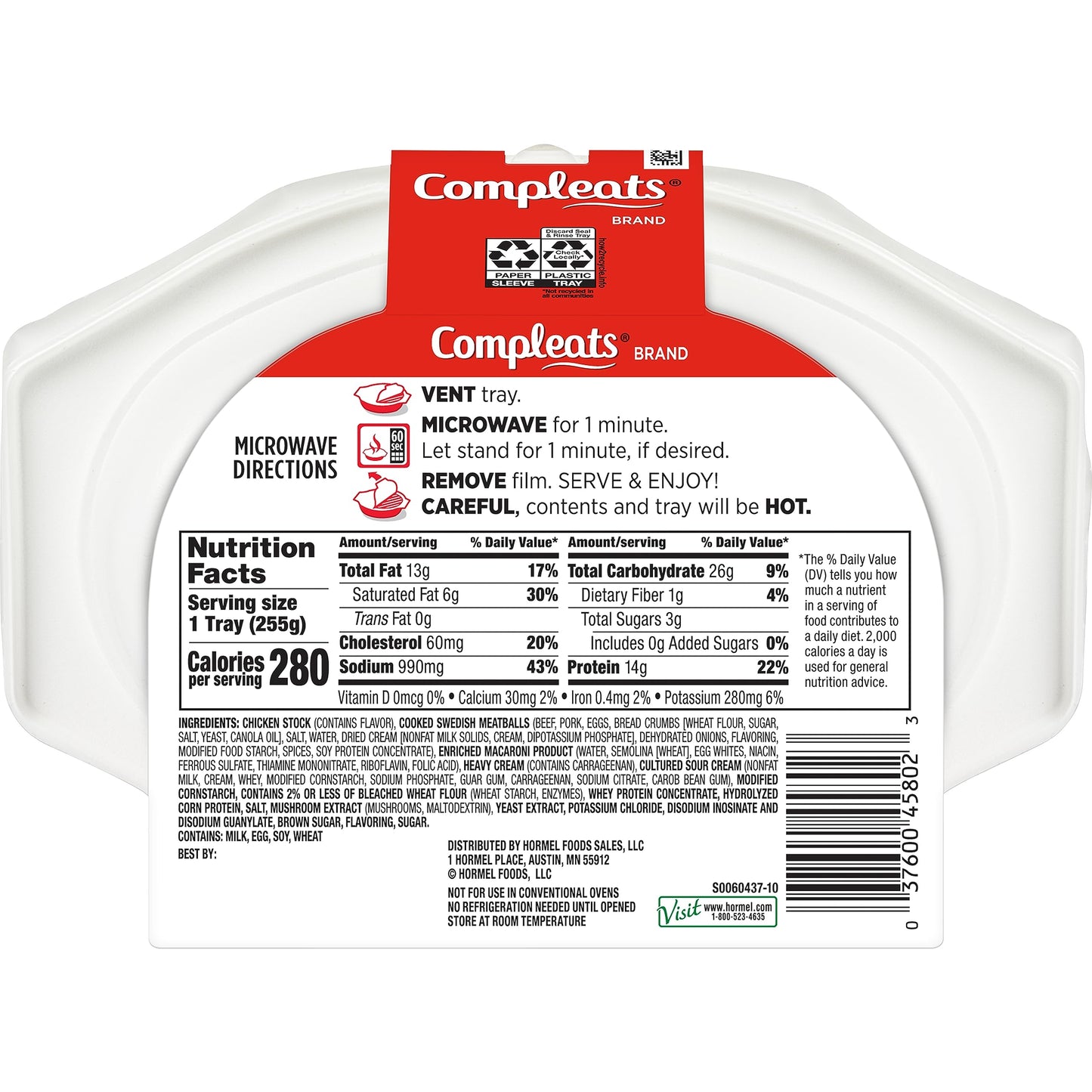 HORMEL COMPLEATS Roast Beef & Mashed Potatoes With Gravy Microwave Tray, 9 Ounce (Pack of 6)