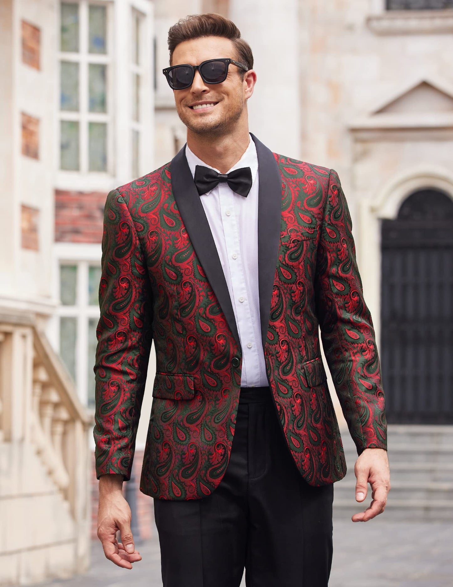 COOFANDY Mens Floral Tuxedo Jacket Paisley Shawl Lapel Suit Blazer Jacket for Dinner,Prom,Wedding