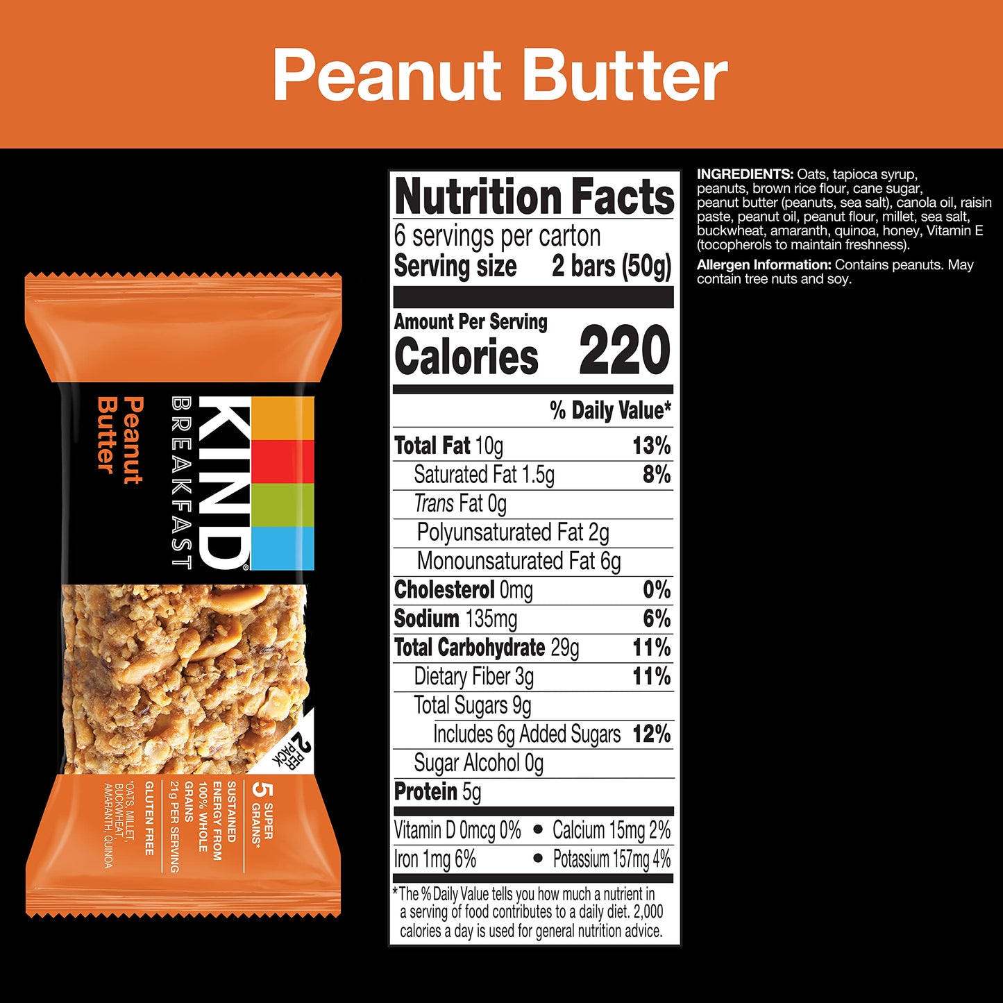 KIND Breakfast, Healthy Snack Bar, Almond Butter, Gluten Free Breakfast Bars, 8g Protein, 1.76 OZ Packs (6 Count)