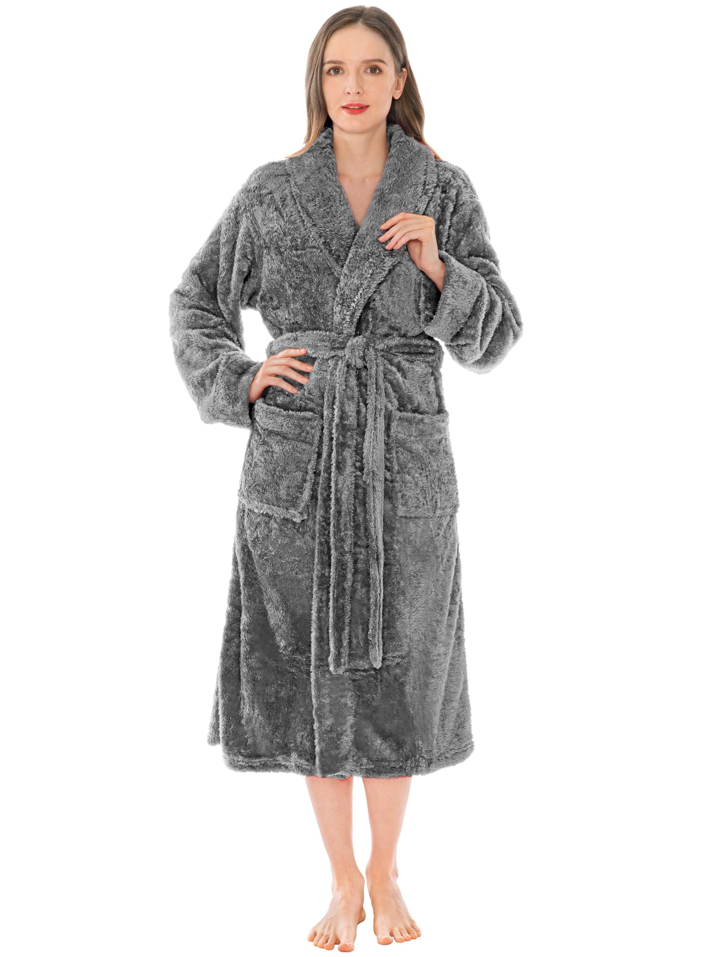 PAVILIA Premium Womens Plush Soft Robe Fluffy, Warm, Fleece Sherpa Shaggy Bathrobe