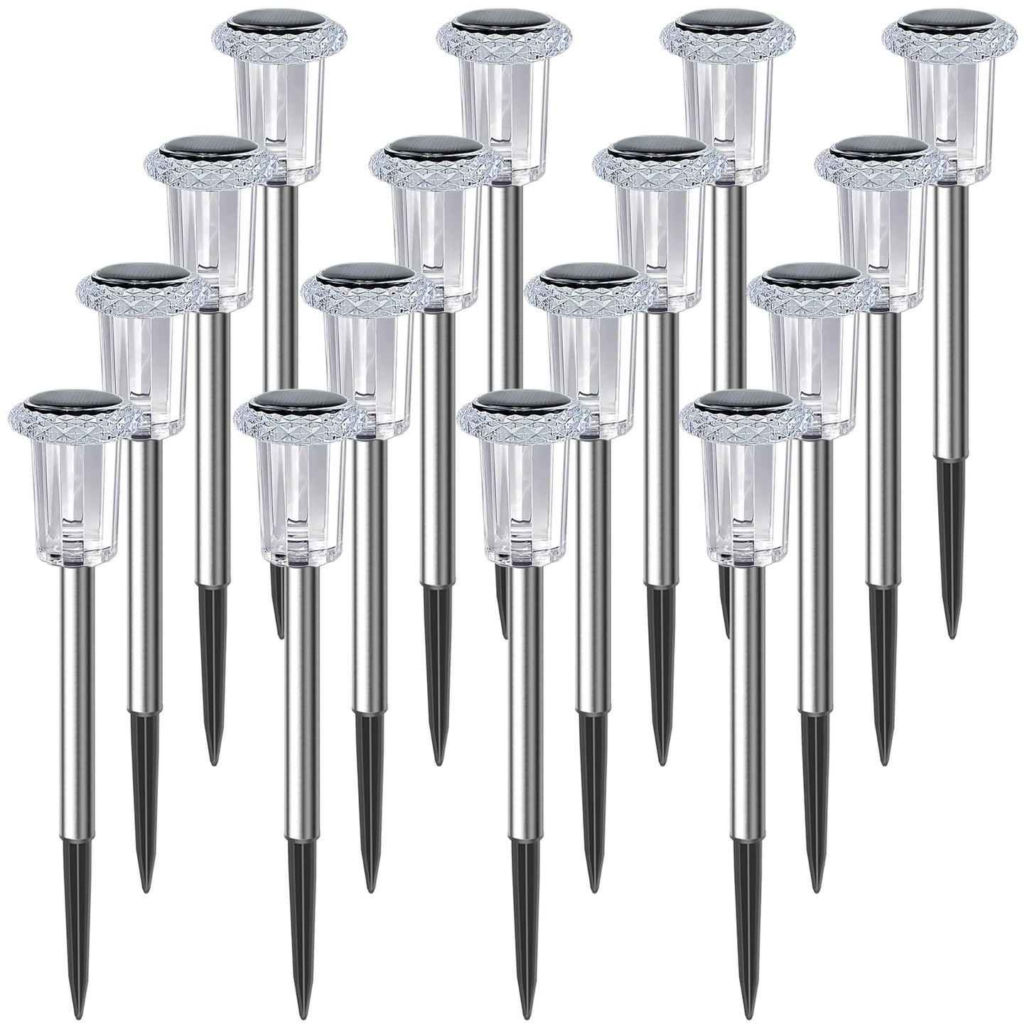 Solar Lights Outdoor - IP65 Waterproof Solar Pathway Lights Stainless Steel Outdoor Solar Lights for Yard Patio Lawn Walkway and Landscape Cool White (6 Pack)