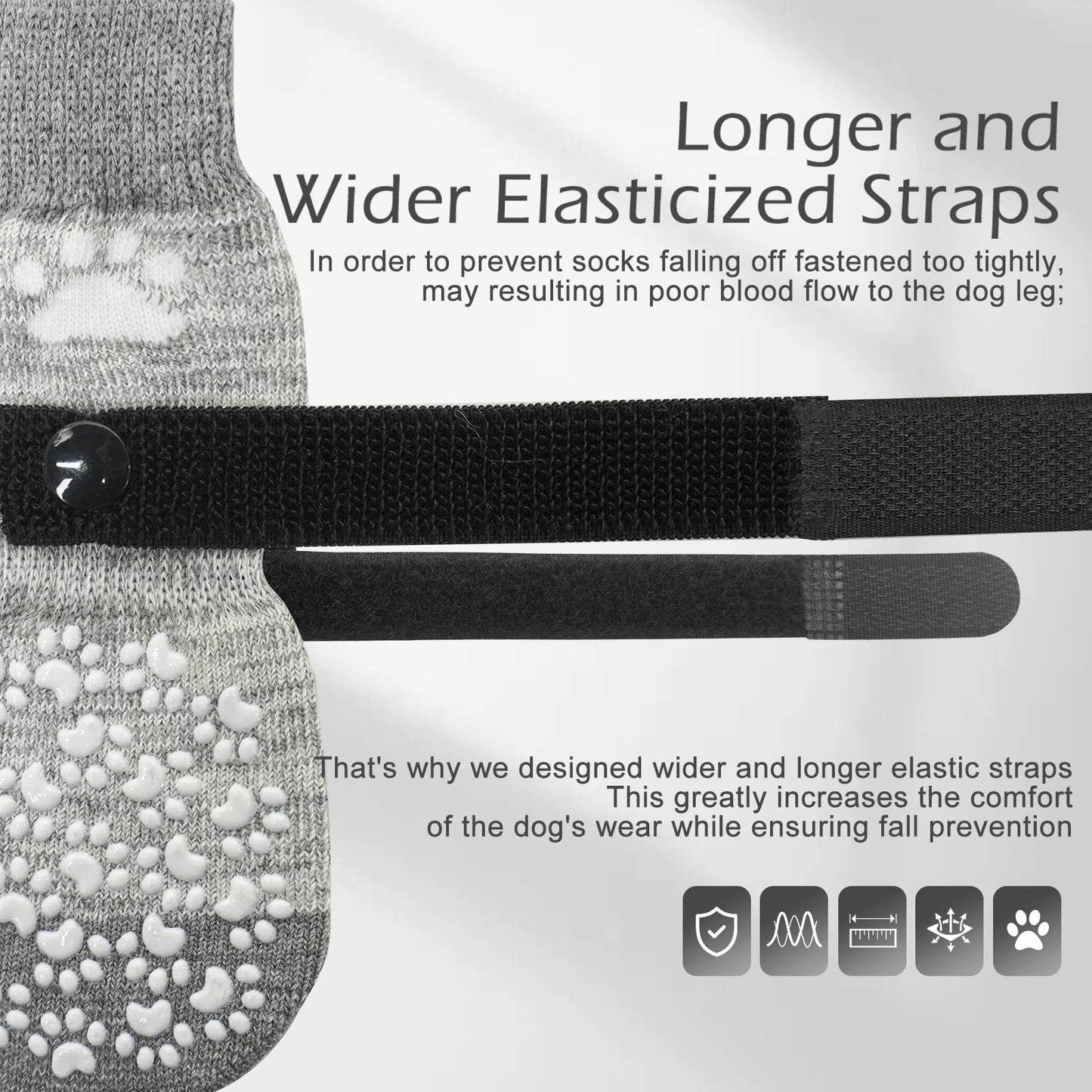 EXPAWLORER Double Side Anti-Slip Dog Socks - Dog Booties for Hot Pavement, Adjustable Pet Paw Protector, Traction Control Non-Skid for Indoor on Hardwood Floor Wear,Dog Shoes for Outdoor