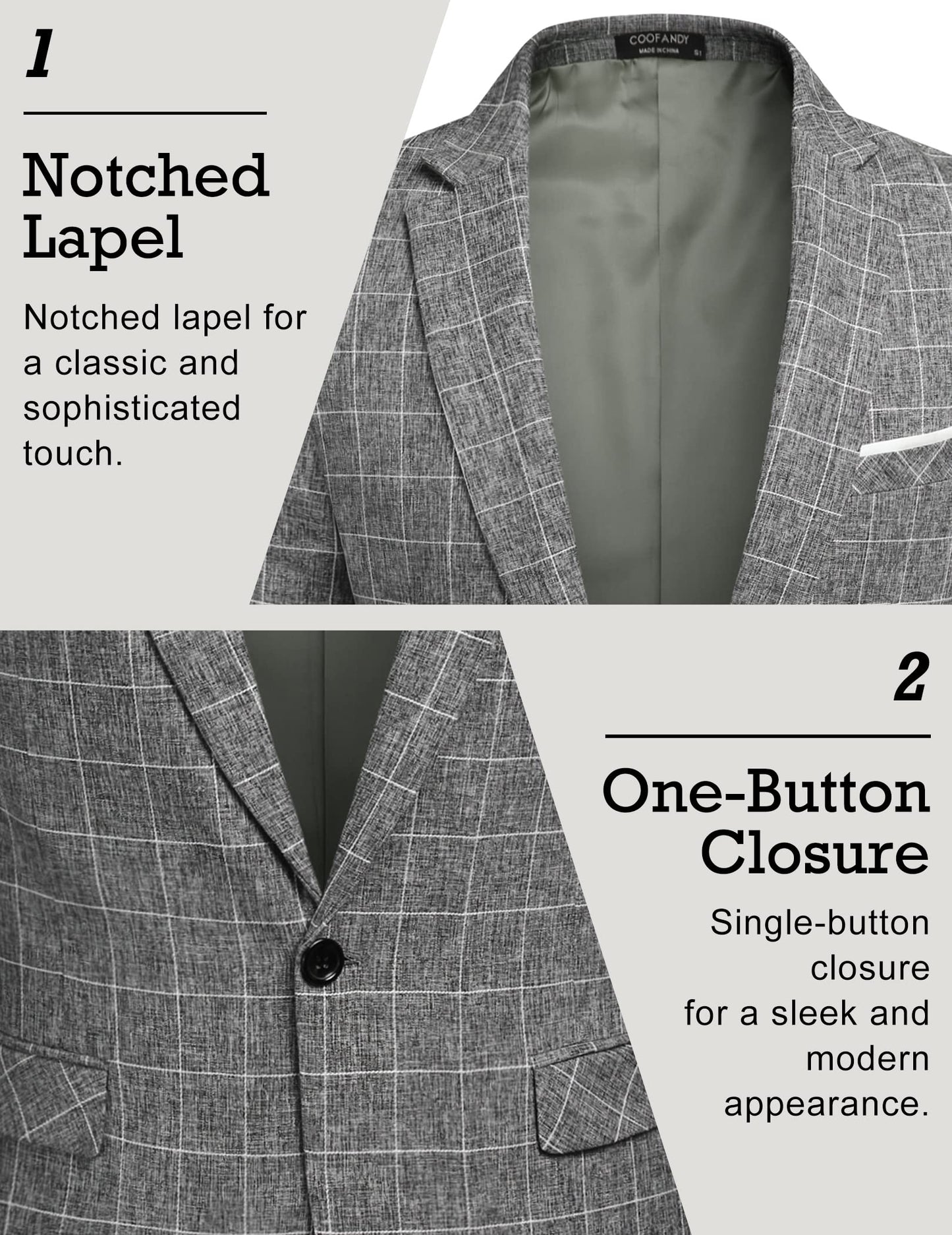 COOFANDY Men's Blazer Casual Sport Coats Slim Fit One Button Suit Jacket Lightweight Sports Jacket