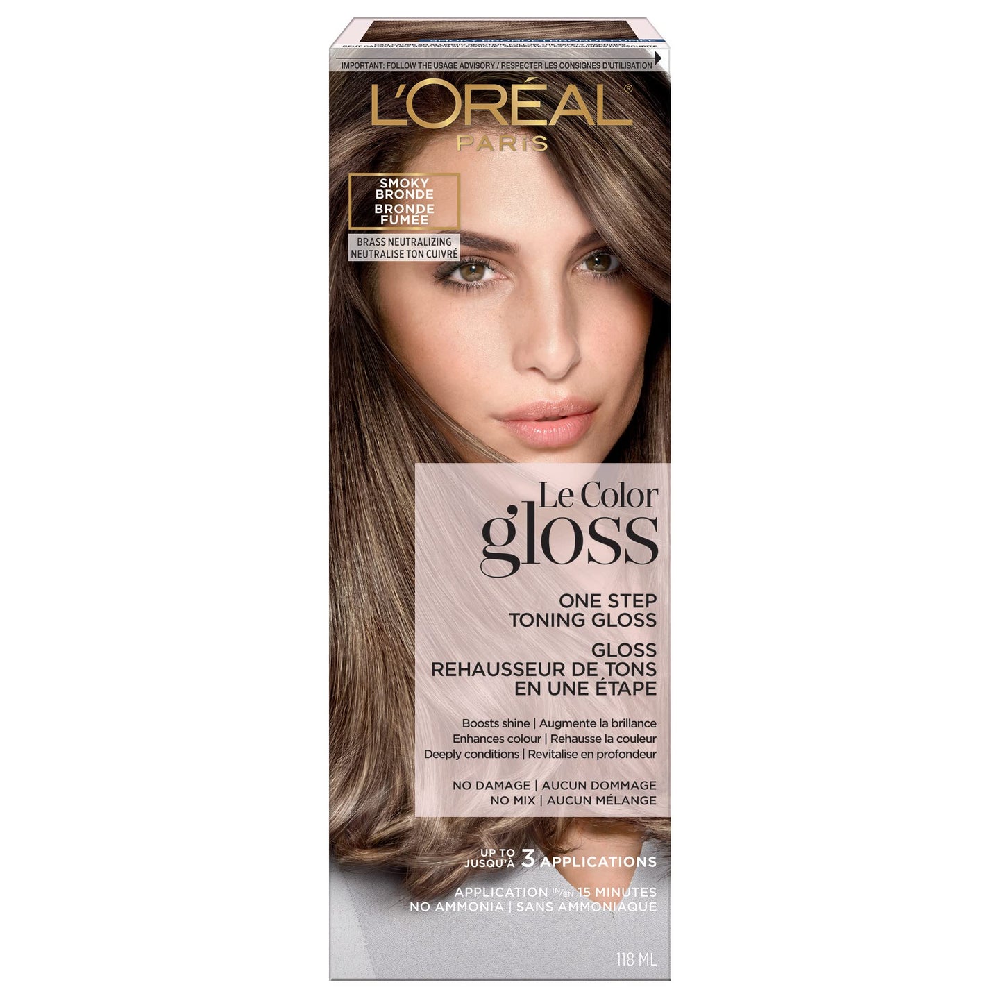 L'Oreal Paris Le Color Gloss One Step In-Shower Toning Hair Gloss, Neutralizes Brass, Conditions & Boosts Shine, Silver, 4 Ounce