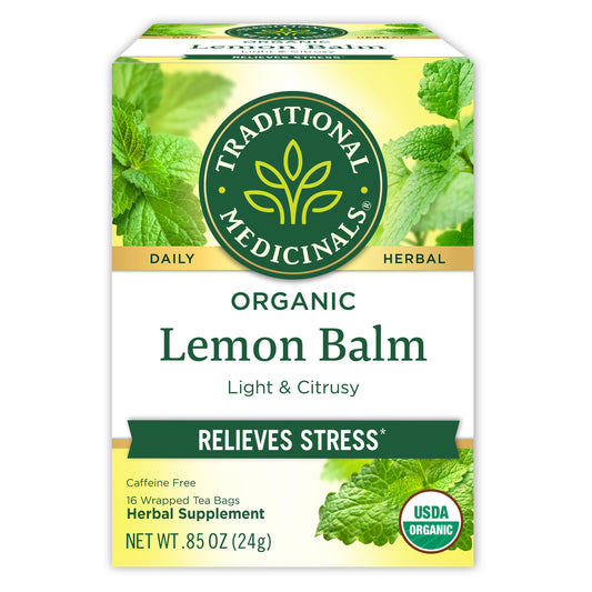 Traditional Medicinals Tea, Organic Lemon Balm, Calms Nerves & Supports Digestion, 16 Tea Bags