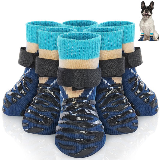 Nanaki Double Side Anti-Slip Dog Socks for Hardwood Floors-6 Pcs-Dog Socks to Prevent Licking Paws, Non Slip Dog Grip Socks for Hot Pavement, Pet Paw Protector Cover Small Medium &Senior Dogs