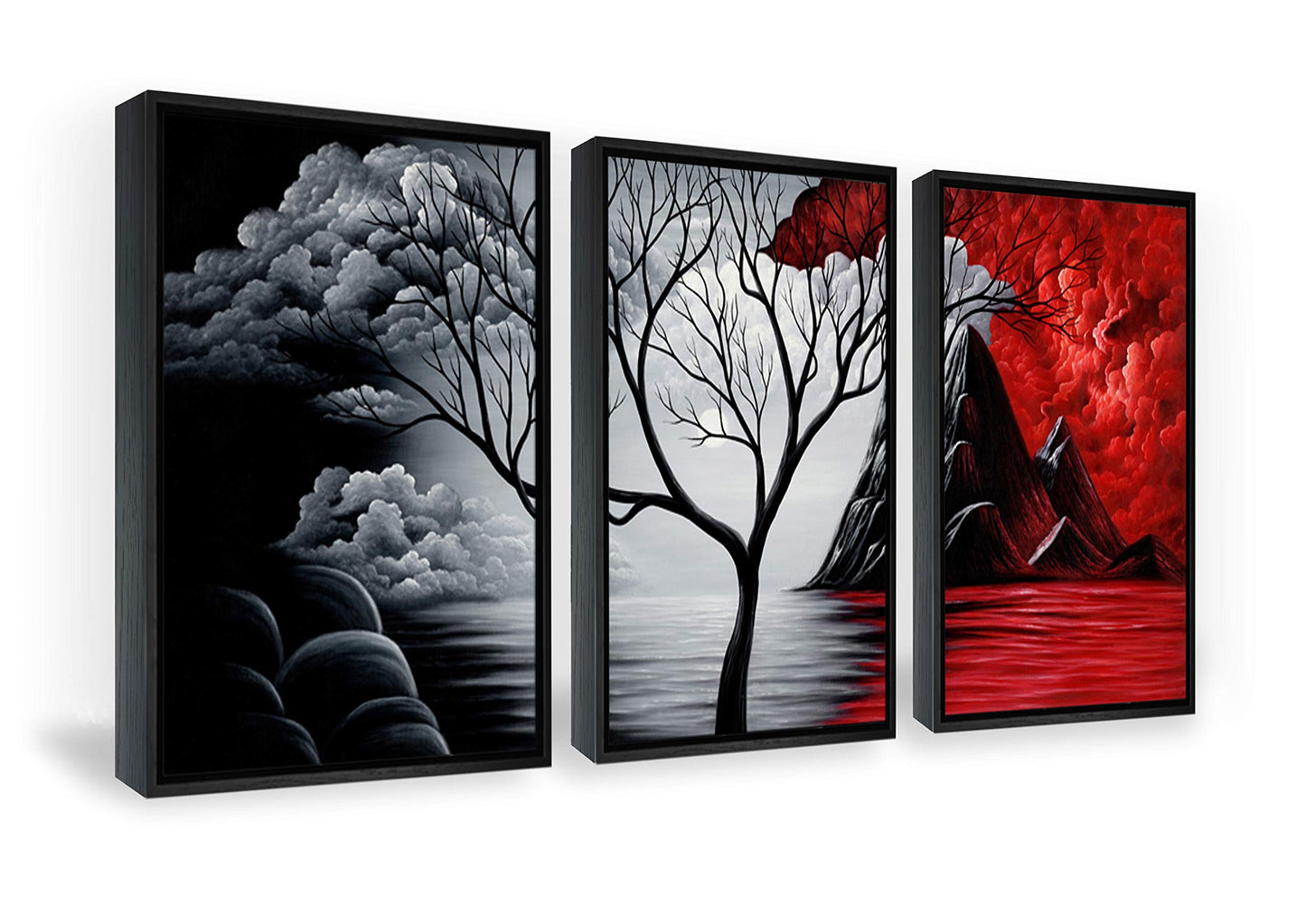 Wieco Art The Cloud Tree 3 Panels Modern Giclee Canvas Prints Artwork Abstract Seascape Paintings Reproduction Sea Beach Pictures Printed on Canvas Wall Art for Home Decorations Wall Decor