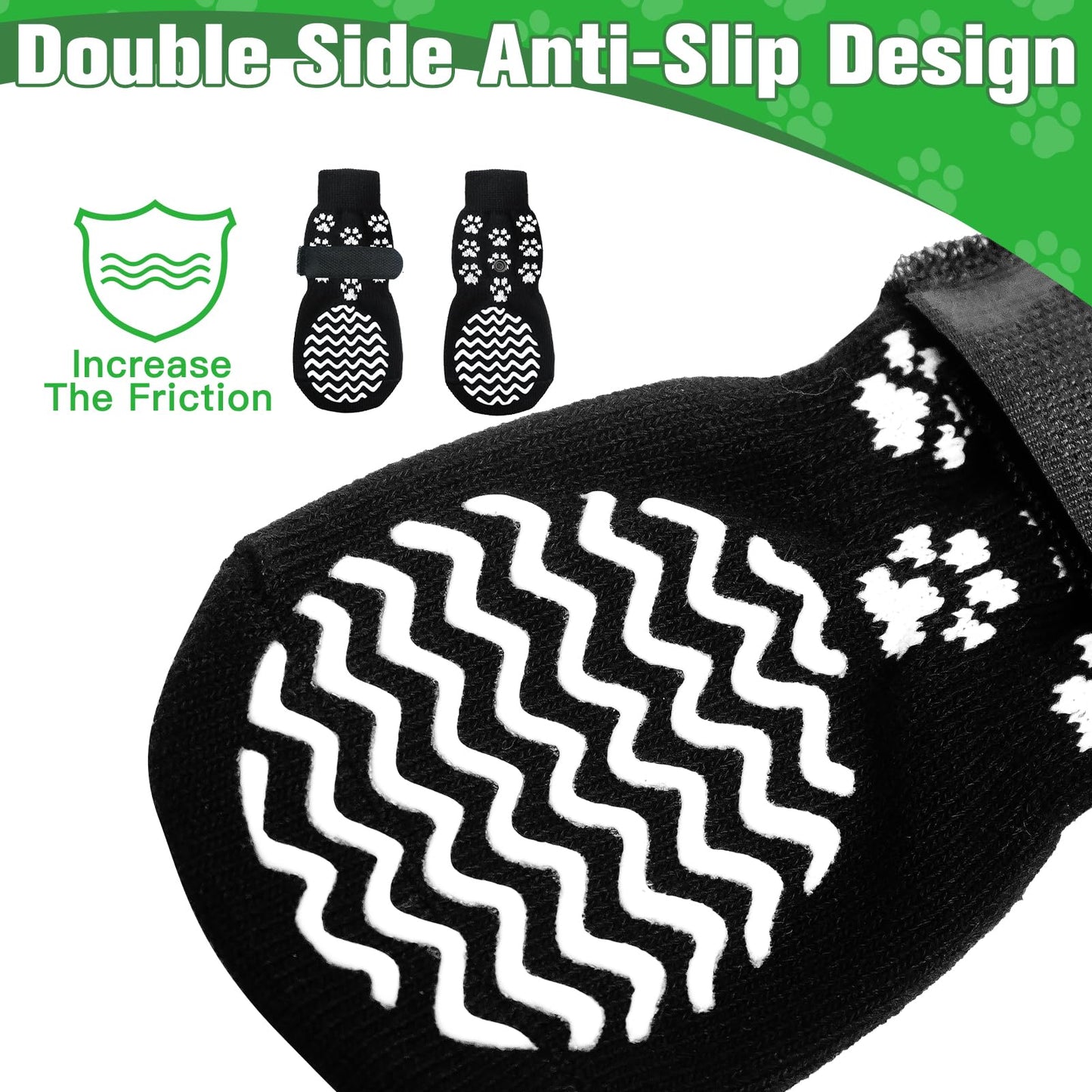 EXPAWLORER Double Side Anti-Slip Dog Socks - 3 Pairs Dog Grip Socks with Straps Traction Control, Pet Paw Protection for Small Medium Large Dogs Indoor Wear on Hardwood Floor