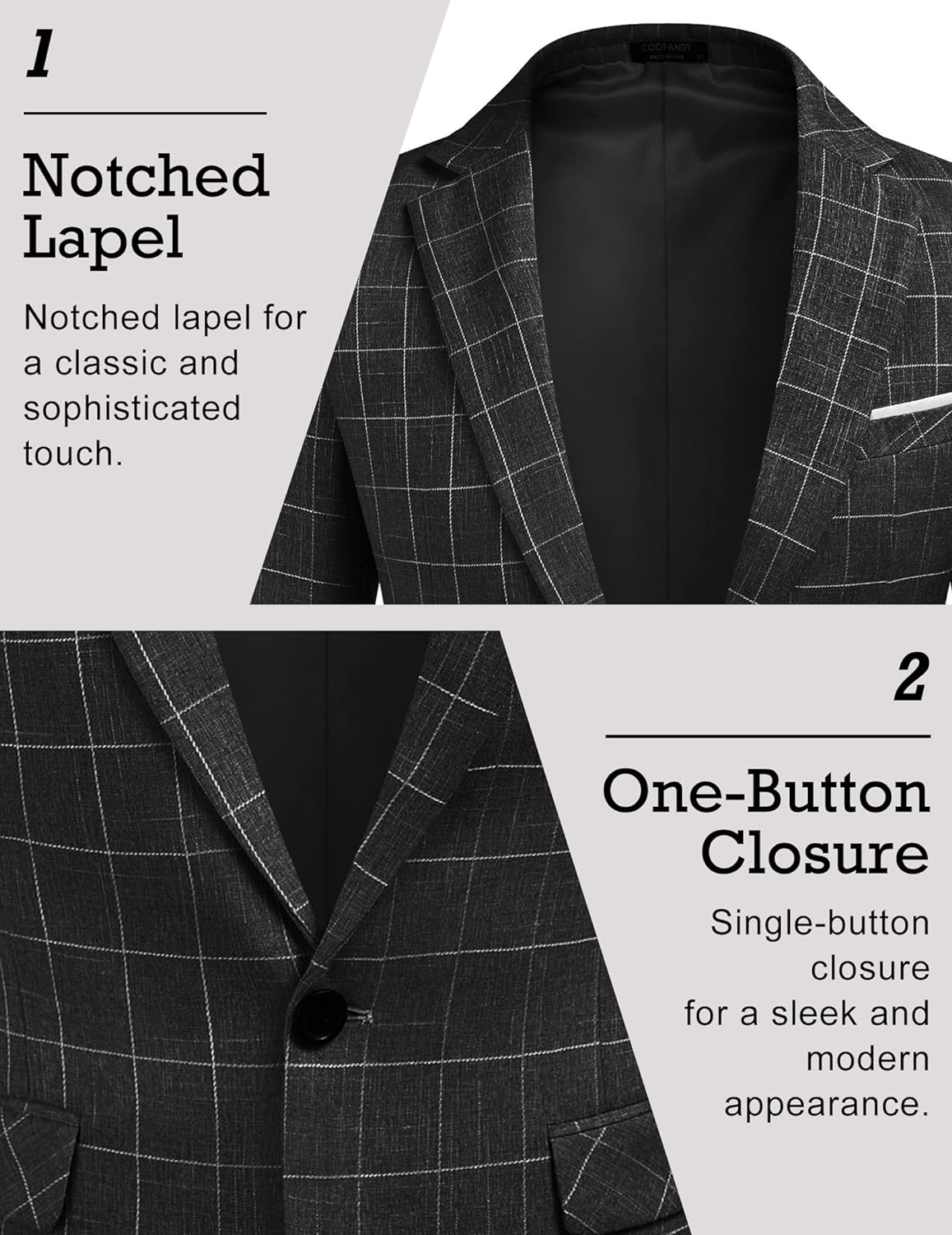 COOFANDY Men's Blazer Casual Sport Coats Slim Fit One Button Suit Jacket Lightweight Sports Jacket