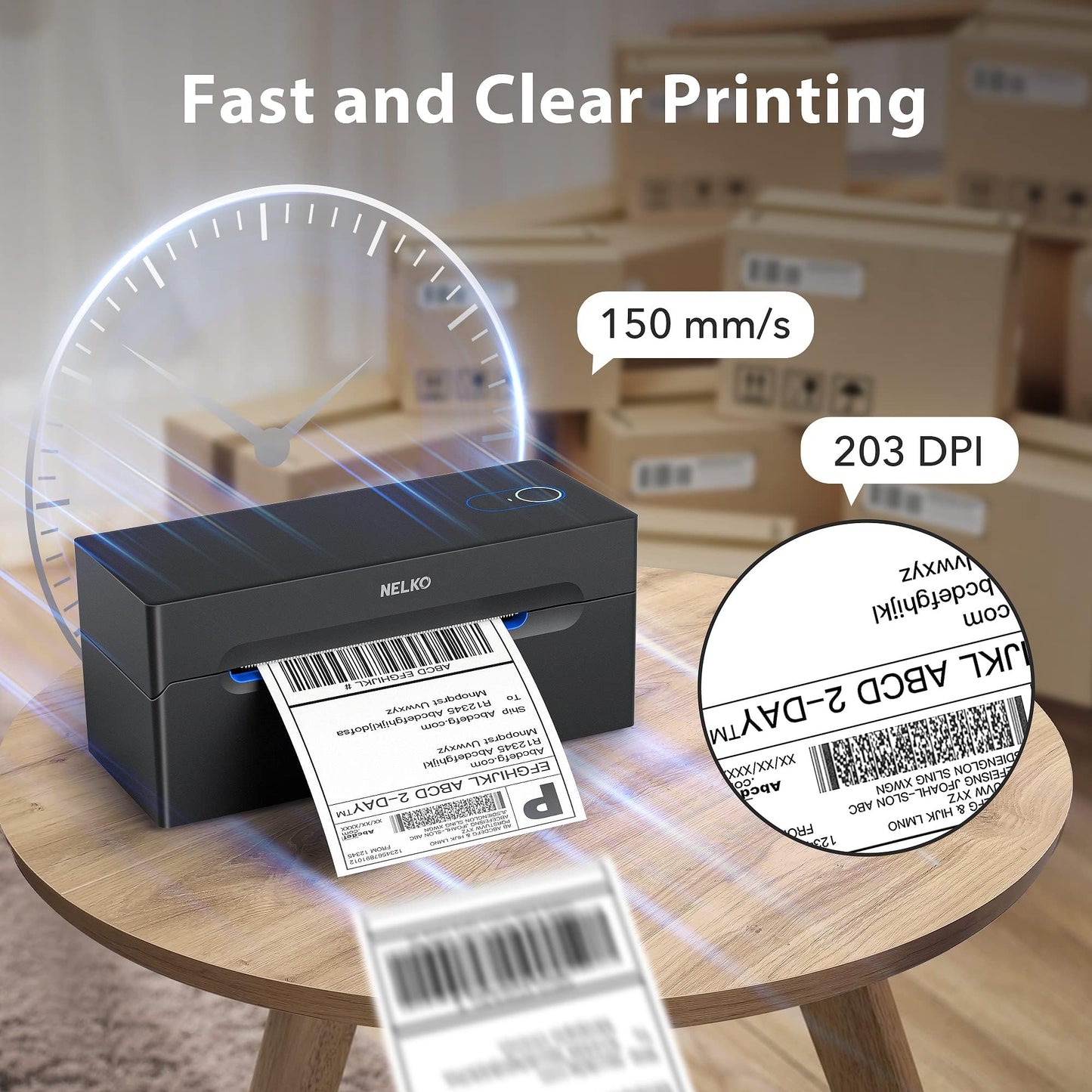 Nelko Bluetooth Thermal Shipping Label Printer, Wireless 4x6 Shipping Label Printer for Shipping Packages, Support Android, iPhone and Windows, Widely Used for Amazon, Ebay, Shopify, Etsy, USPS