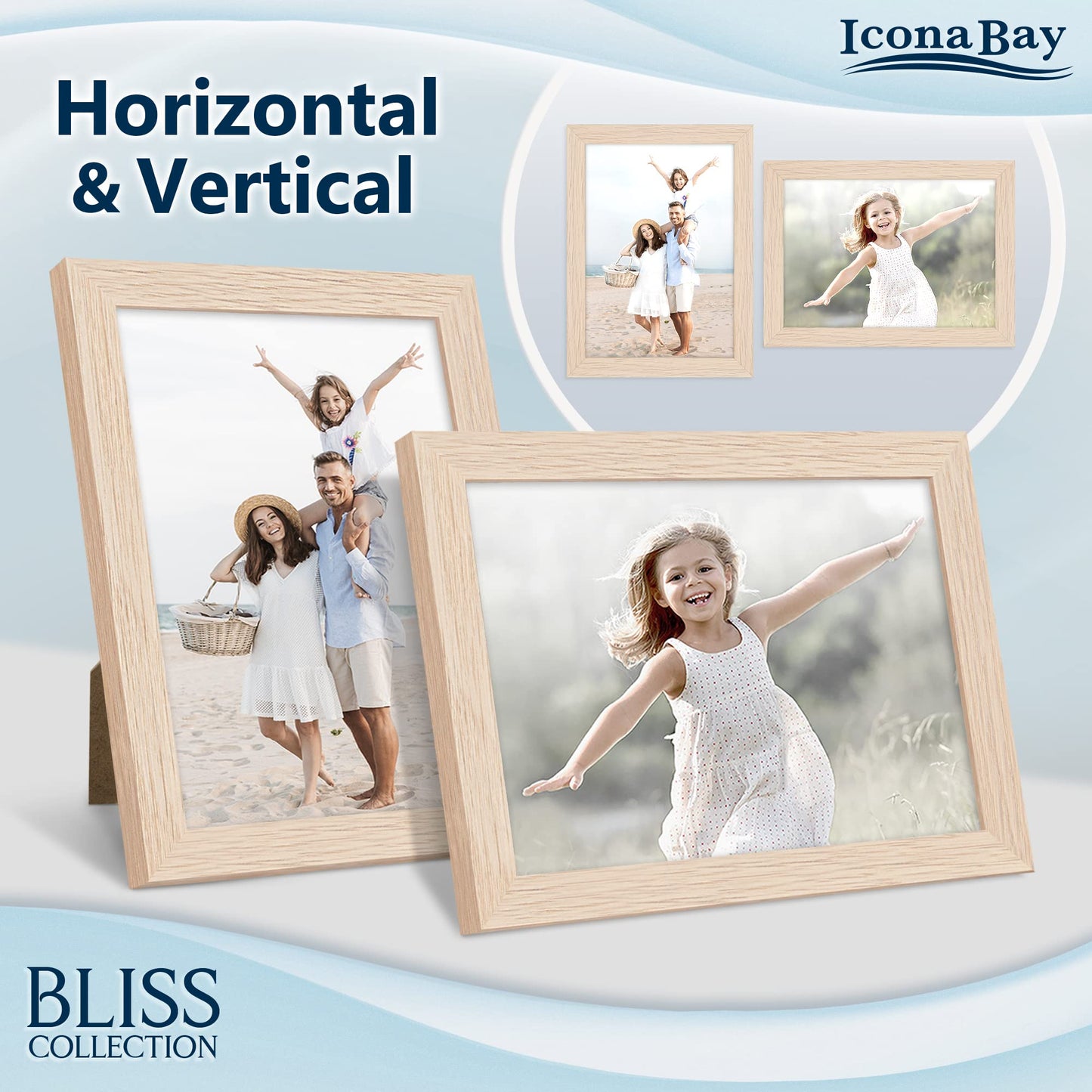 Icona Bay 5x7 Black Picture Frame, Modern Style Wood Composite Frame, Table Top or Wall Mount, Bliss Collection