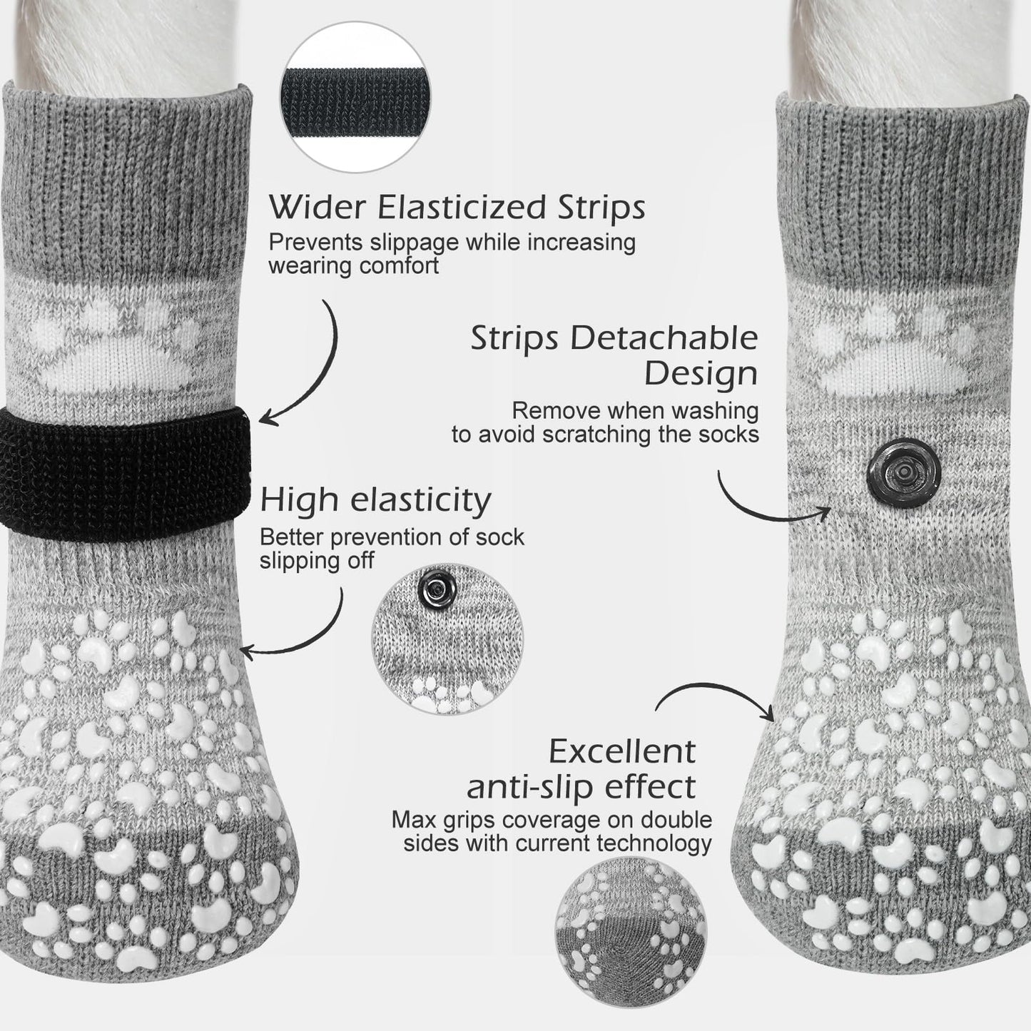 EXPAWLORER Double Side Anti-Slip Dog Socks - Dog Booties for Hot Pavement, Adjustable Pet Paw Protector, Traction Control Non-Skid for Indoor on Hardwood Floor Wear,Dog Shoes for Outdoor