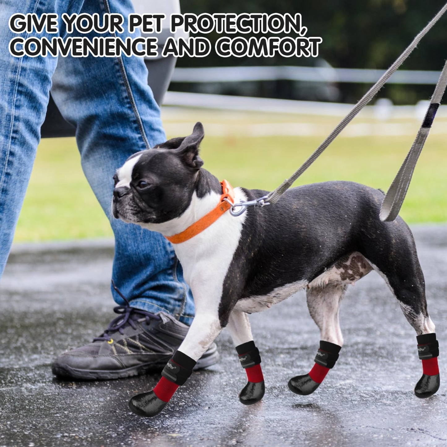 BINGPET Anti-Slip Dog Socks for Hardwood Floors, Injury Prevent Licking Dog Booties, Traction Control Paw Protector Dog Shoes for Hot Pavement with Reflective Straps for Small Medium Large Dogs