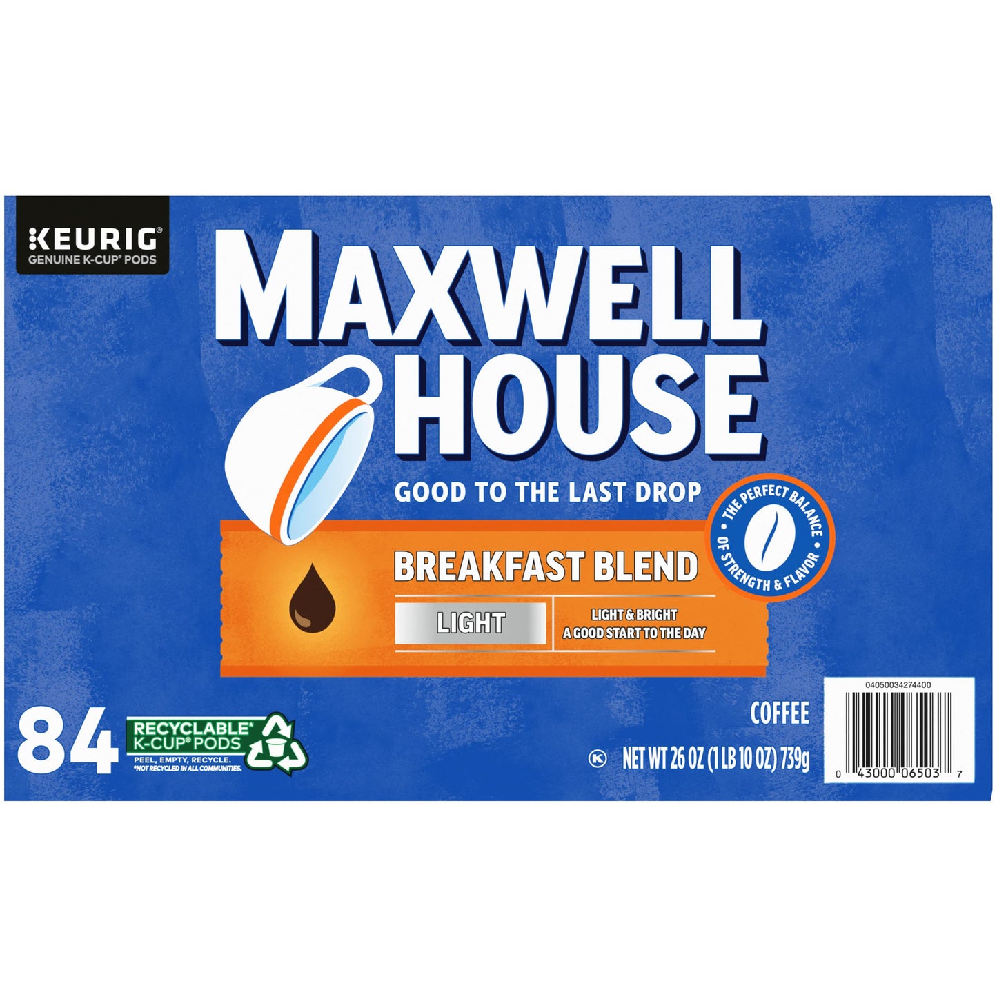 Maxwell House House Blend Medium Roast K-Cup Coffee Pods (84 ct Box)