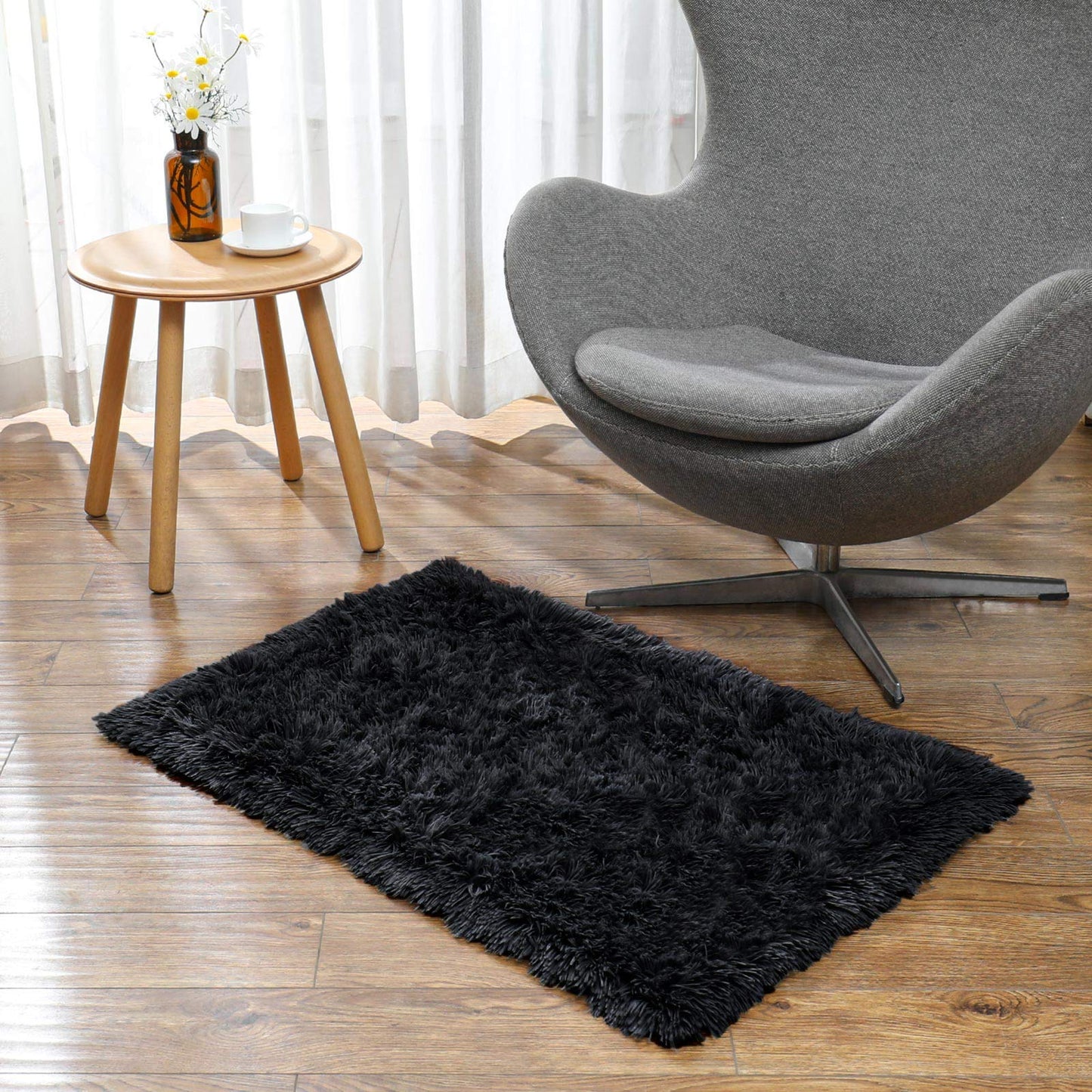 Ophanie Machine Washable Upgrade 4x6 Rugs for Bedroom, Grey, Fluffy Shaggy Soft Area Rug, Gray Non-Slip Indoor Floor Carpet for Living Room, Kids Baby Boys Teen Dorm Home Decor Aesthetic, Nursery