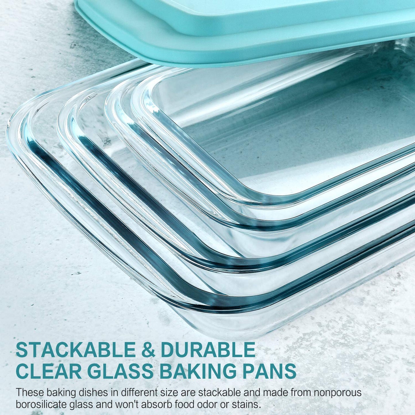 8-Piece Deep Glass Baking Dish Set with Plastic lids,Rectangular Glass Bakeware Set with Lids, Baking Pans for Lasagna, Leftovers, Cooking, Kitchen, Freezer-to-Oven and Dishwasher, Gray