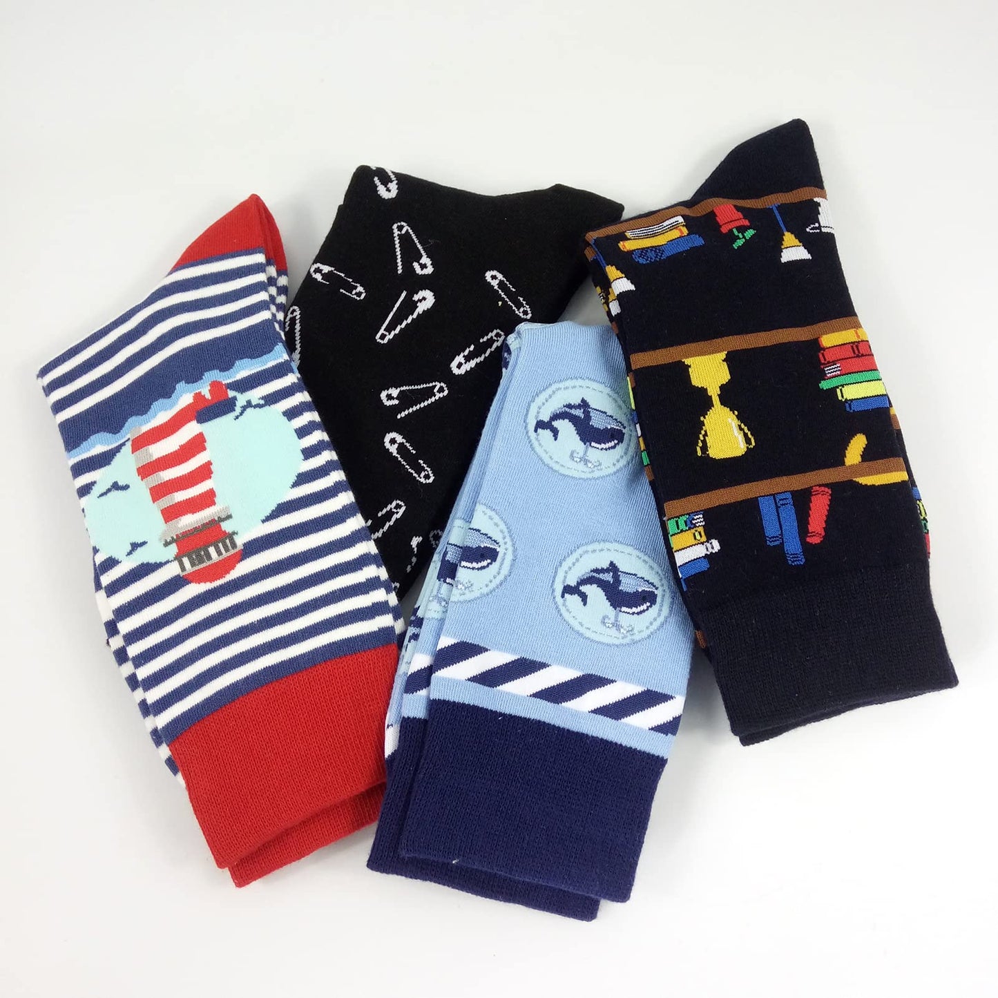 HSELL Mens Fun Patterned Dress Socks Funny Novelty Crazy Design Cotton Socks Gift for Men