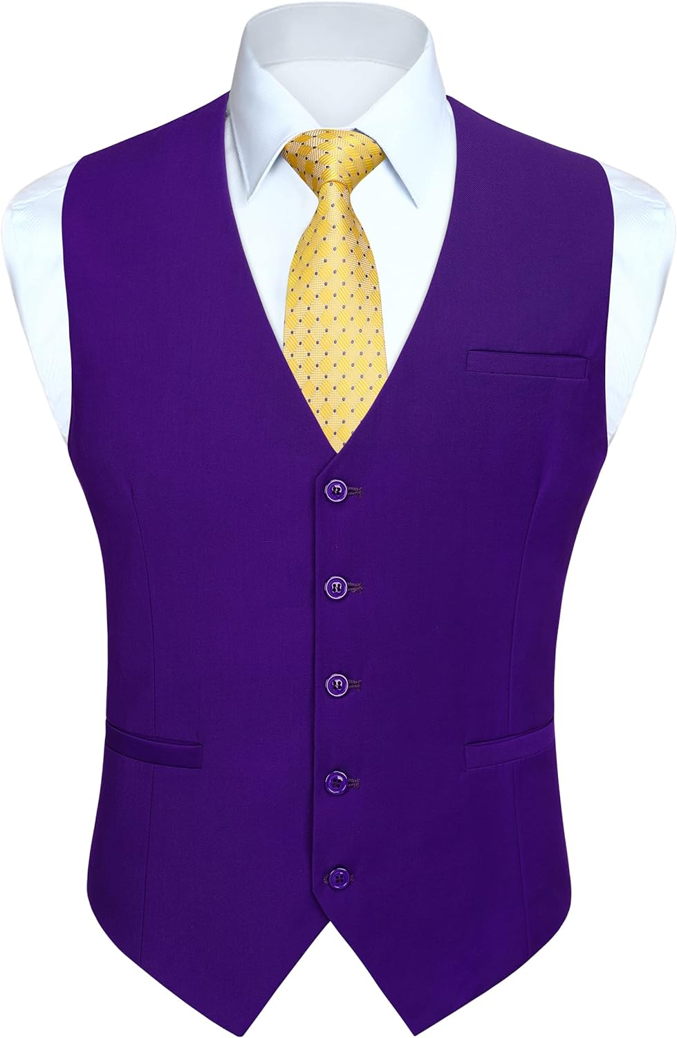 HISDERN Men's Suit Vest Business Formal Dress Waistcoat Vest with 3 Pockets for Suit or Tuxedo