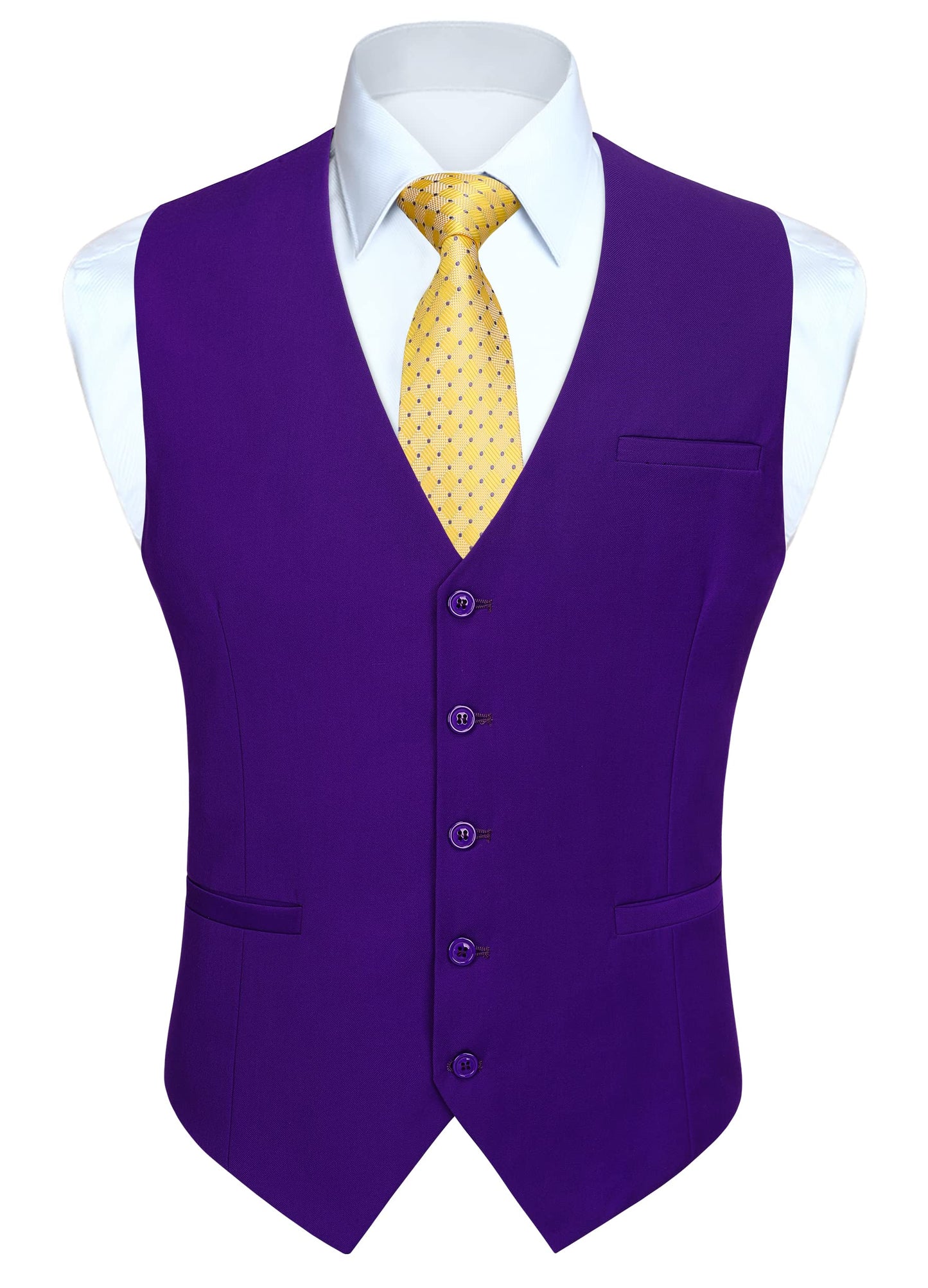 HISDERN Men's Suit Vest Business Formal Dress Waistcoat Vest with 3 Pockets for Suit or Tuxedo