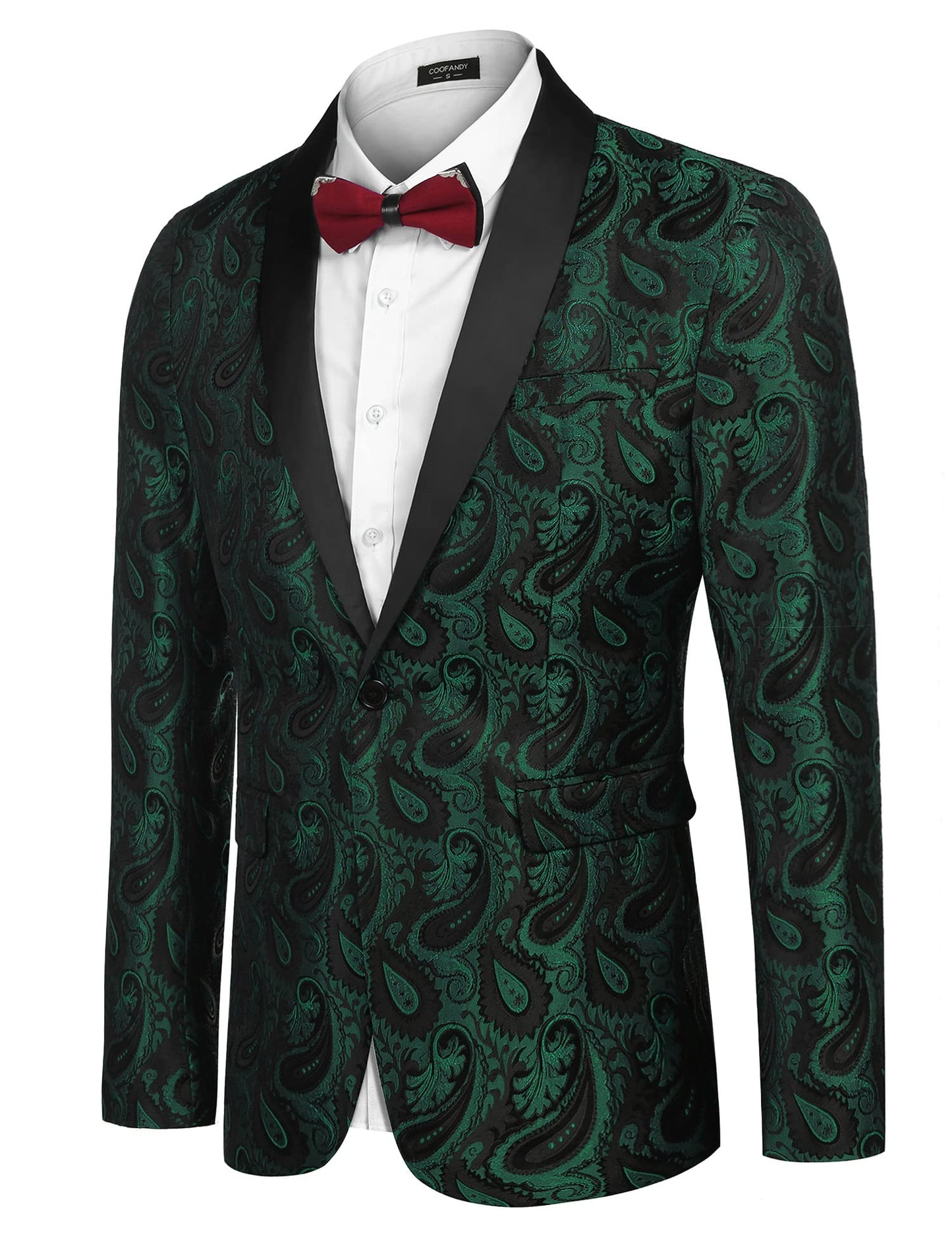 COOFANDY Mens Floral Tuxedo Jacket Paisley Shawl Lapel Suit Blazer Jacket for Dinner,Prom,Wedding