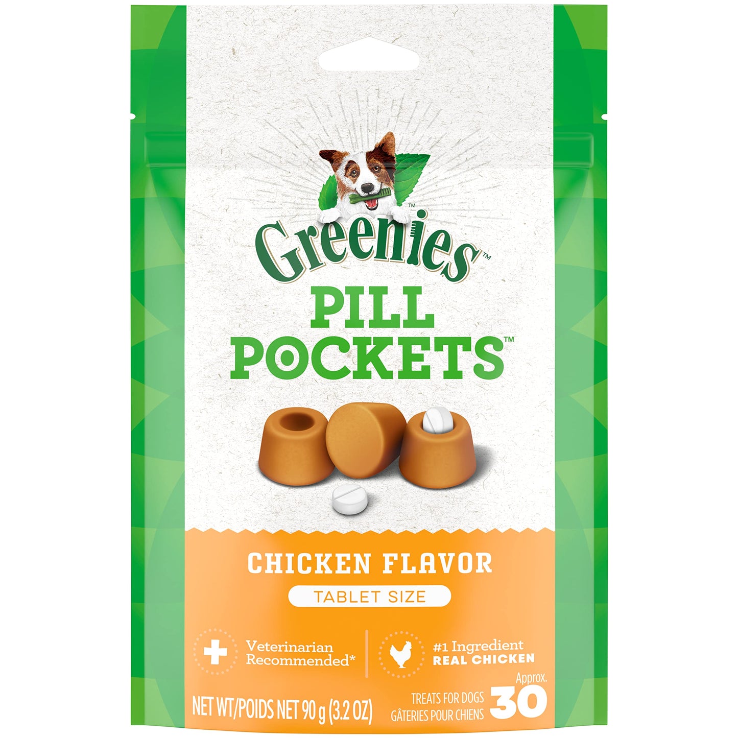 Greenies Pill Pockets for Dogs Capsule Size Natural Soft Dog Treats Chicken Flavor, 15.8 oz. Pack (60 Treats)