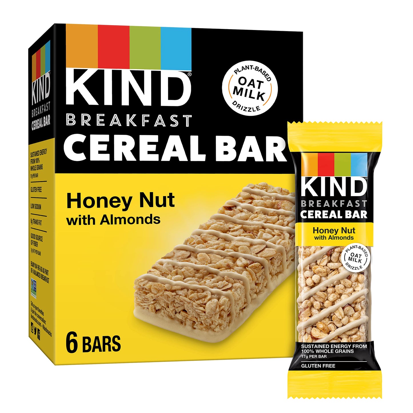 KIND Breakfast, Healthy Snack Bar, Almond Butter, Gluten Free Breakfast Bars, 8g Protein, 1.76 OZ Packs (6 Count)