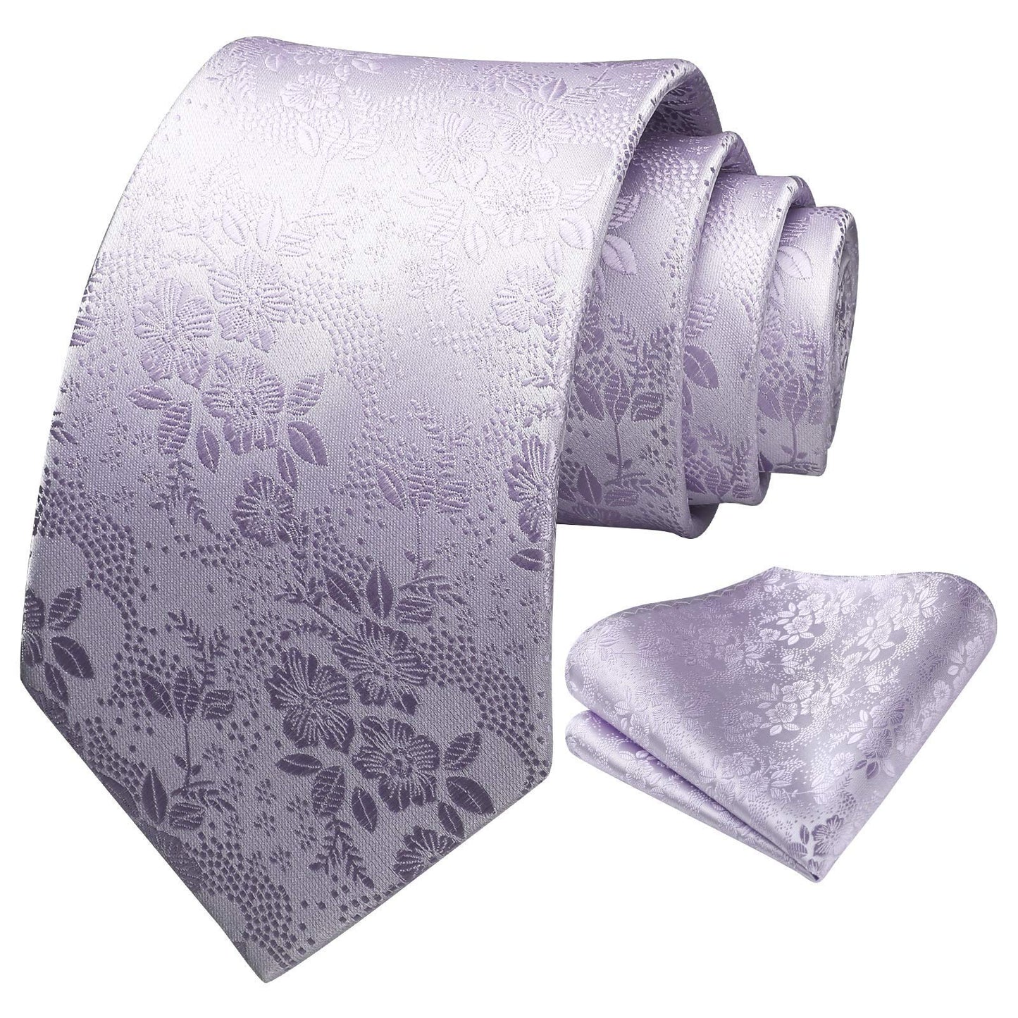 HISDERN Men Floral Ties Woven Classic 3.4" Necktie Set Formal tie Pocket Square for Wedding with Handkerchief Gift Box