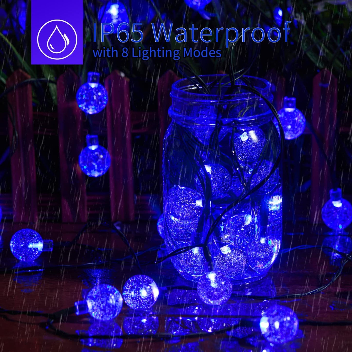 Solar String Lights Outdoor 60 LED 36FT Crystal Globe Lights with 8 Lighting Modes, Waterproof Solar Powered Patio Lights for Garden Yard Porch Wedding Party Decor (Warm White)