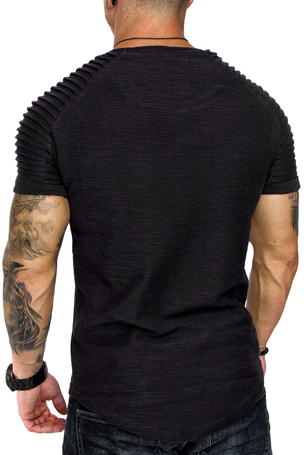 COOFANDY Men's Muscle T-Shirt Pleated Raglan Sleeve Bodybuilding Gym Tee Short Sleeve Fashion Workout Shirts Hipster Shirt