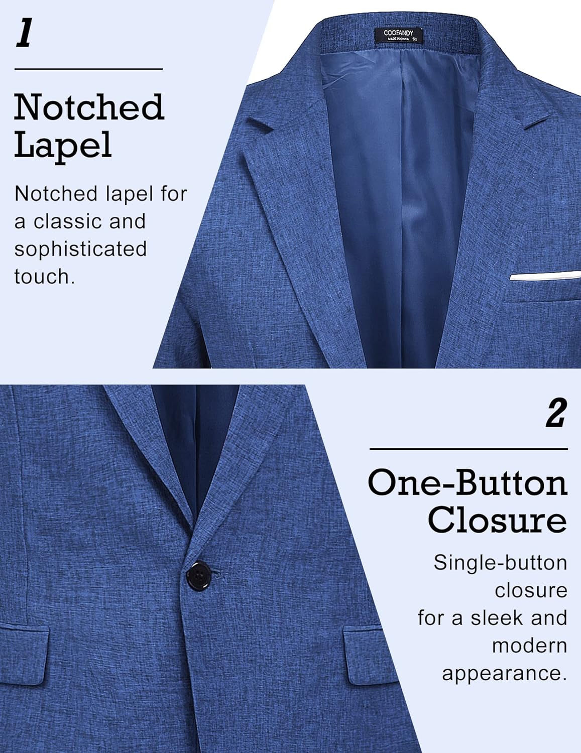 COOFANDY Men's Blazer Casual Sport Coats Slim Fit One Button Suit Jacket Lightweight Sports Jacket