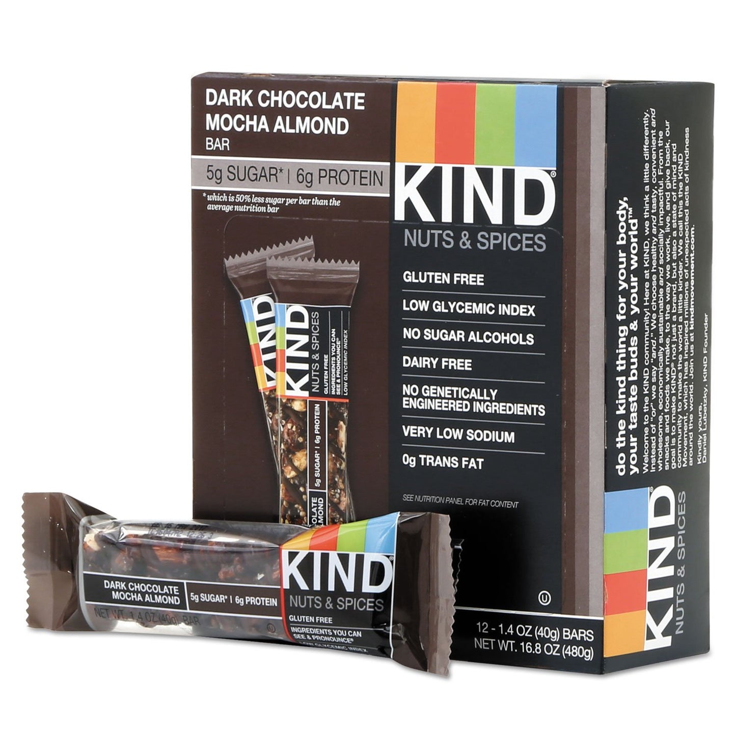 KIND Bars, Dark Chocolate Nuts and Sea Salt, Healthy Snacks, Gluten Free, Low Sugar, 6g Protein, 12 Count