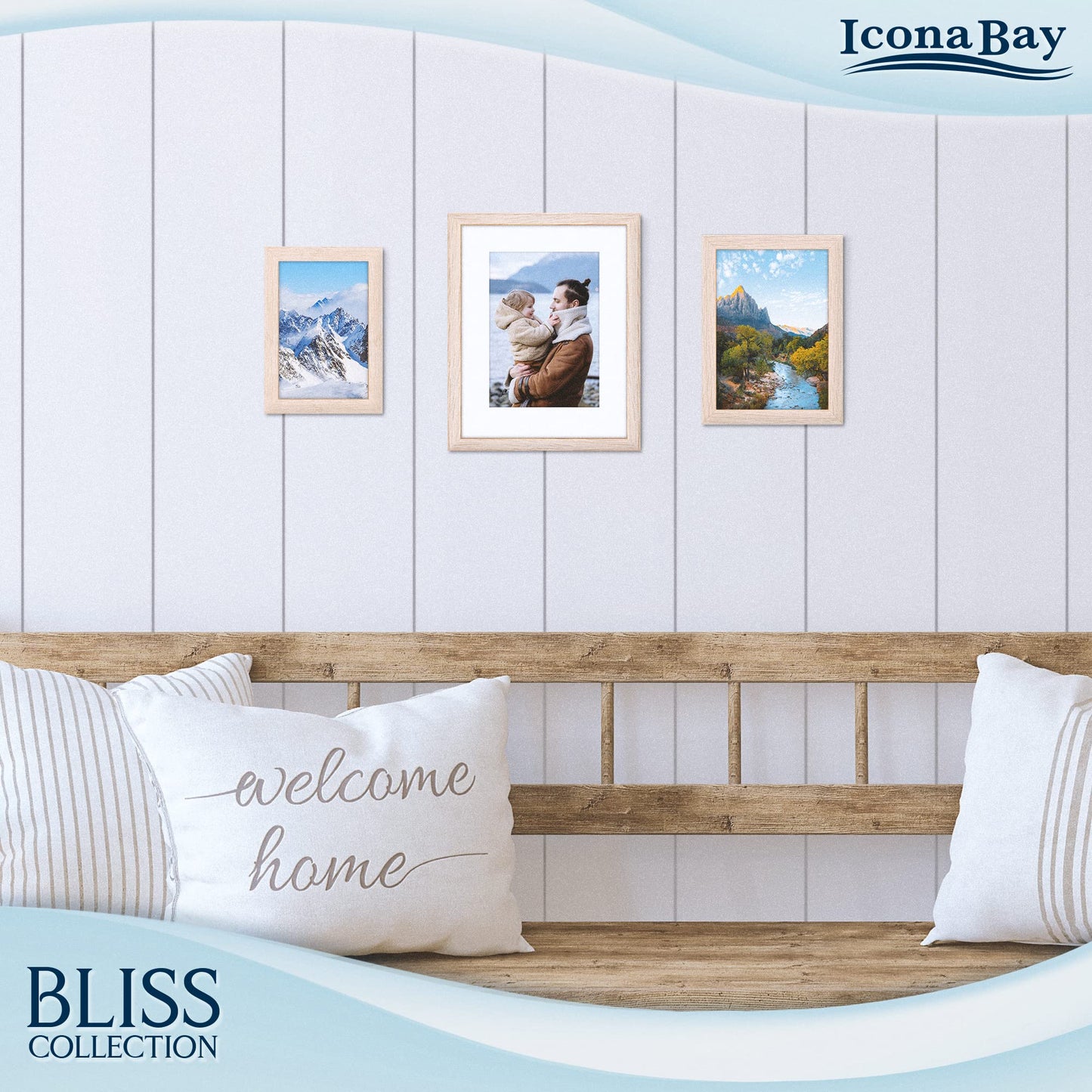 Icona Bay 5x7 Black Picture Frame, Modern Style Wood Composite Frame, Table Top or Wall Mount, Bliss Collection