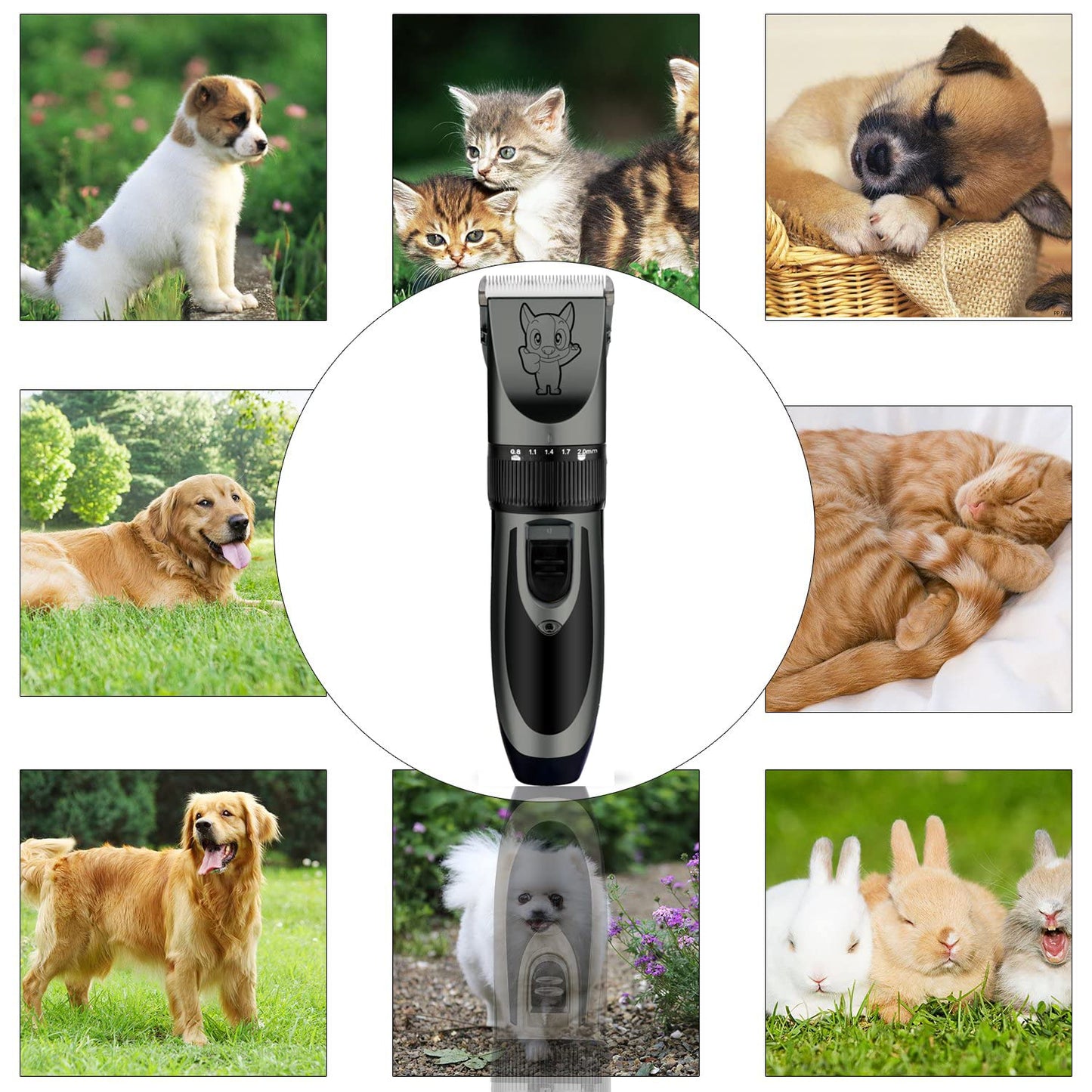 Dog Grooming Kit Clippers, Low Noise, Electric Quiet, Rechargeable, Cordless, Pet Hair Thick Coats Clippers Trimmers Set, Suitable for Dogs, Cats, and Other Pets (Gold)