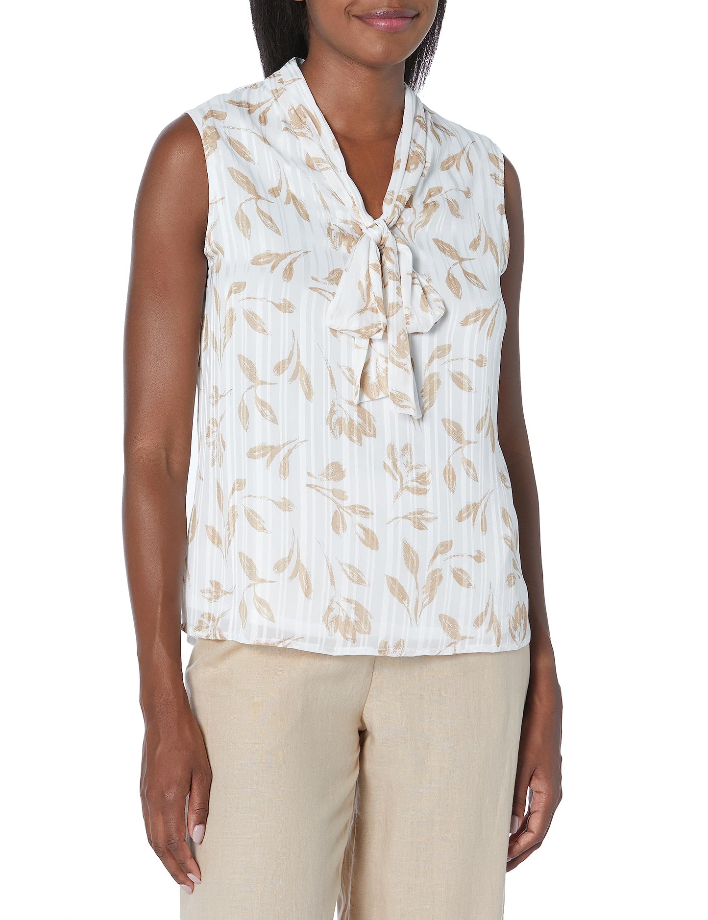 Anne Klein Women's Slvless Tie Nk Blouse