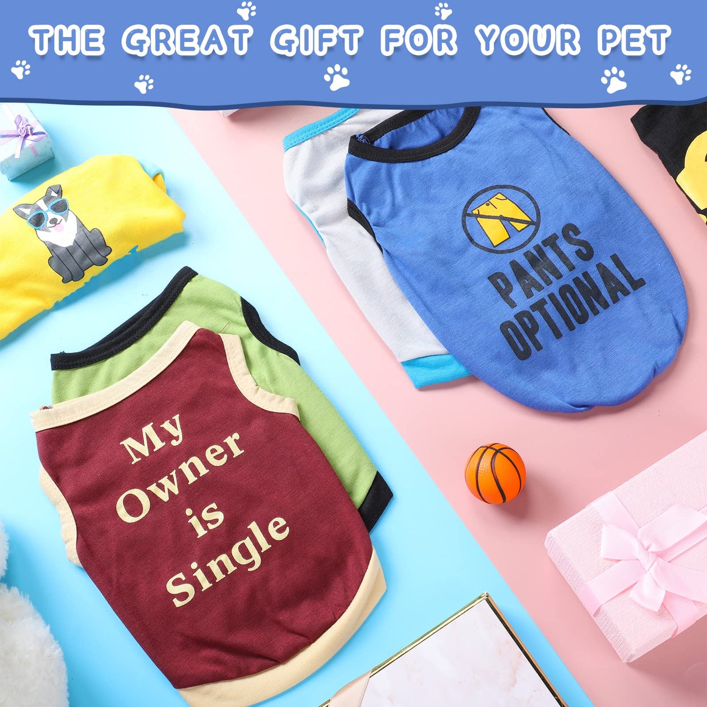 8 Pieces Dog Shirts Printed Clothes with Funny Letters Summer Cool Puppy Shirts Breathable Outfit Soft Dog Sweatshirt for Pet Cats (Classic Pattern,Medium)