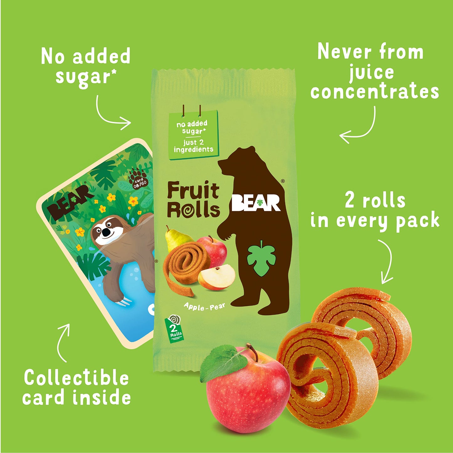 BEAR Real Fruit Snack Rolls - Gluten Free, Vegan, and Non-GMO - Strawberry – Healthy School And Lunch Snacks For Kids And Adults, 0.7 Ounce (Pack of 12)