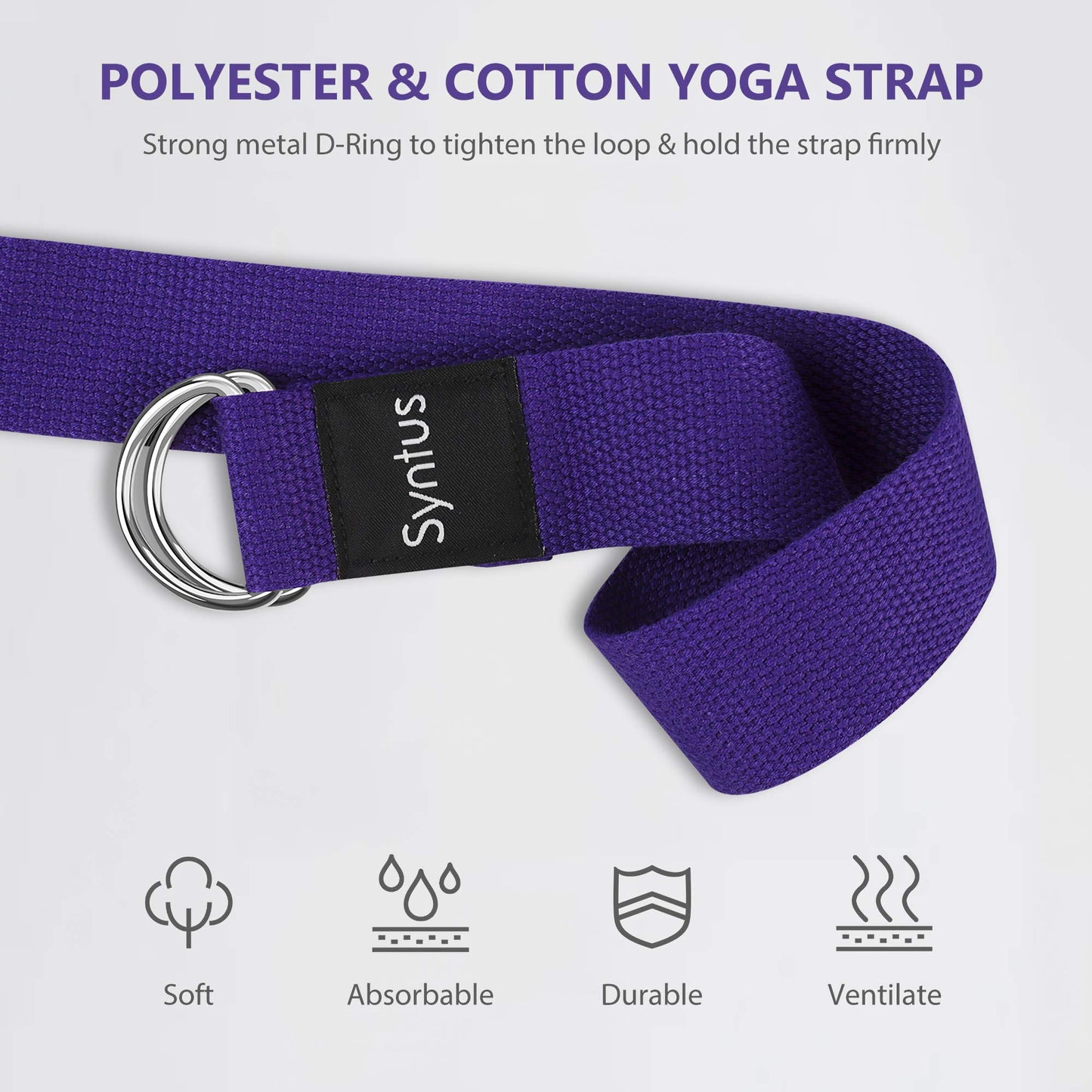 Syntus Yoga Block and Yoga Strap Set, 2 EVA Foam Soft Non-Slip Yoga Blocks 9×6×4 inches, 8FT Metal D-Ring Strap for Yoga, General Fitness, Pilates, Stretching and Toning