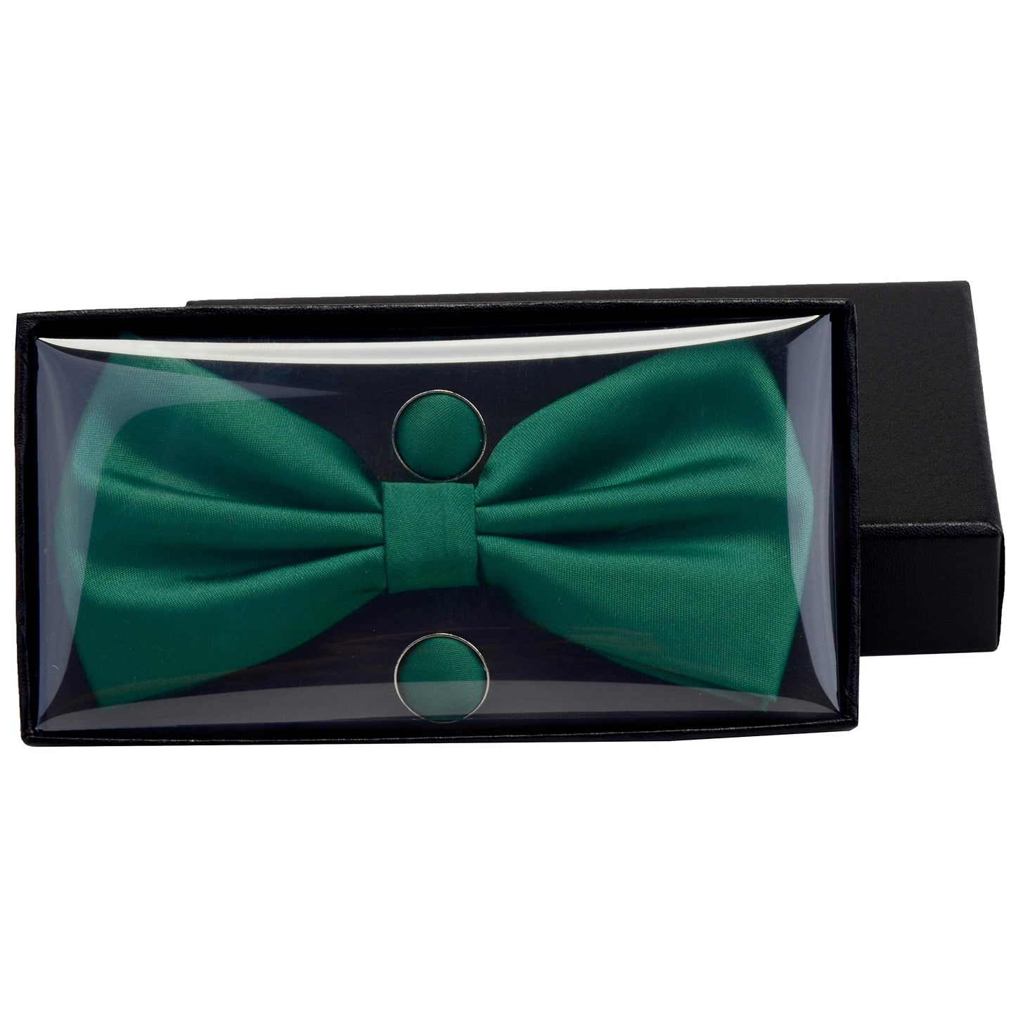 GUSLESON Mens Solid Color Double Fold Pre-tied Bow Tie and Pocket Square Cufflink Set with Gift Box