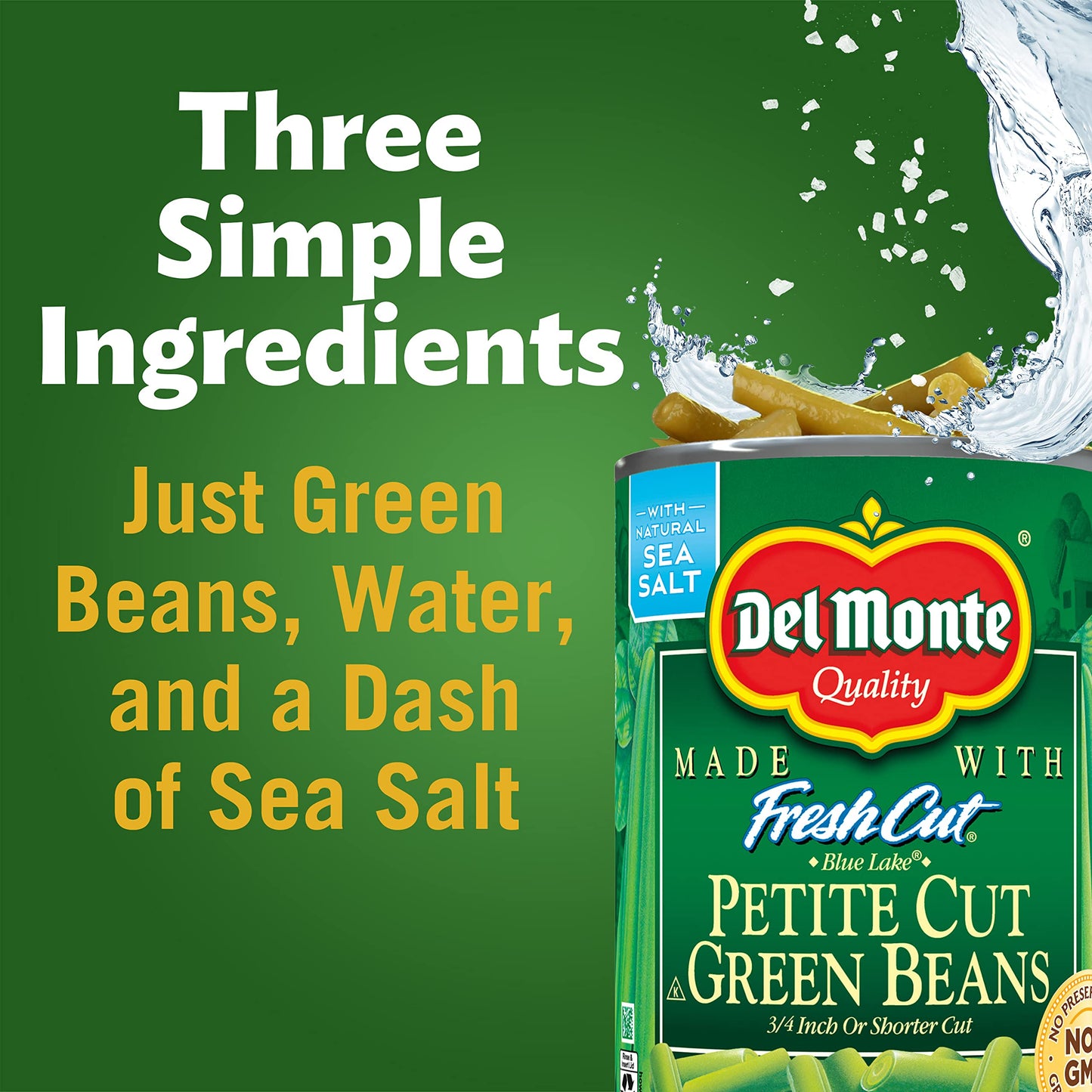 Del Monte Petite Cut Green Beans, 14.5 Oz, (Pack Of 12)