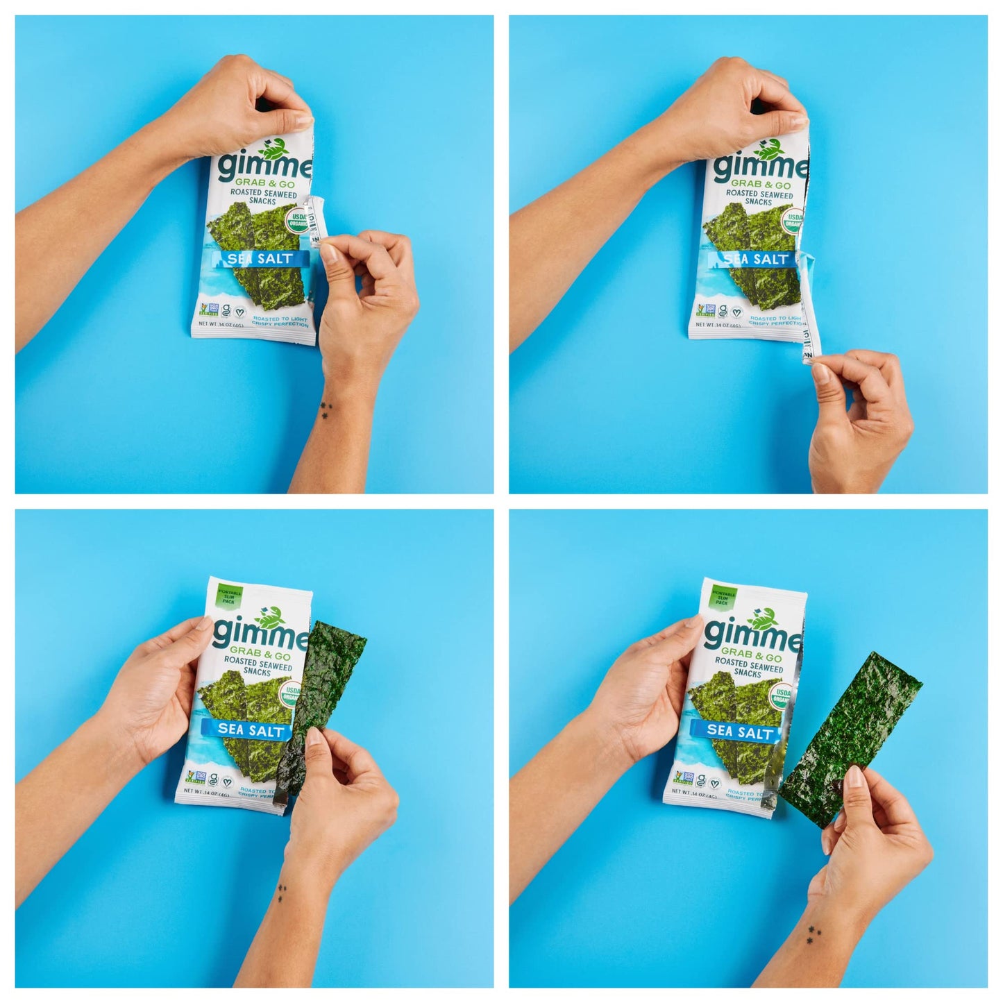 gimMe Grab & Go - Sea Salt & Avocado Oil - 5 Count - Organic Roasted Seaweed Sheets - Keto Vegan Gluten Free - Great Source of Iodine & Omega 3’s - Healthy On-The-Go Snack for Kids Adults