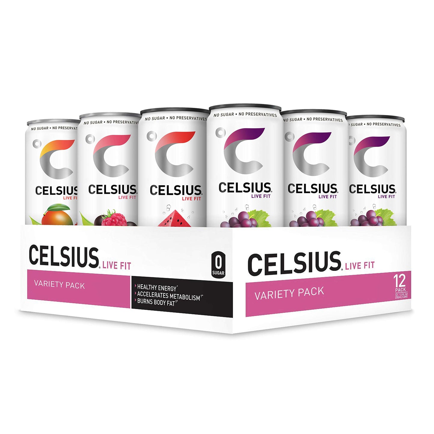 CELSIUS Assorted Flavors Official Variety Pack, Functional Essential Energy Drinks, 12 Fl Oz (Pack of 12)