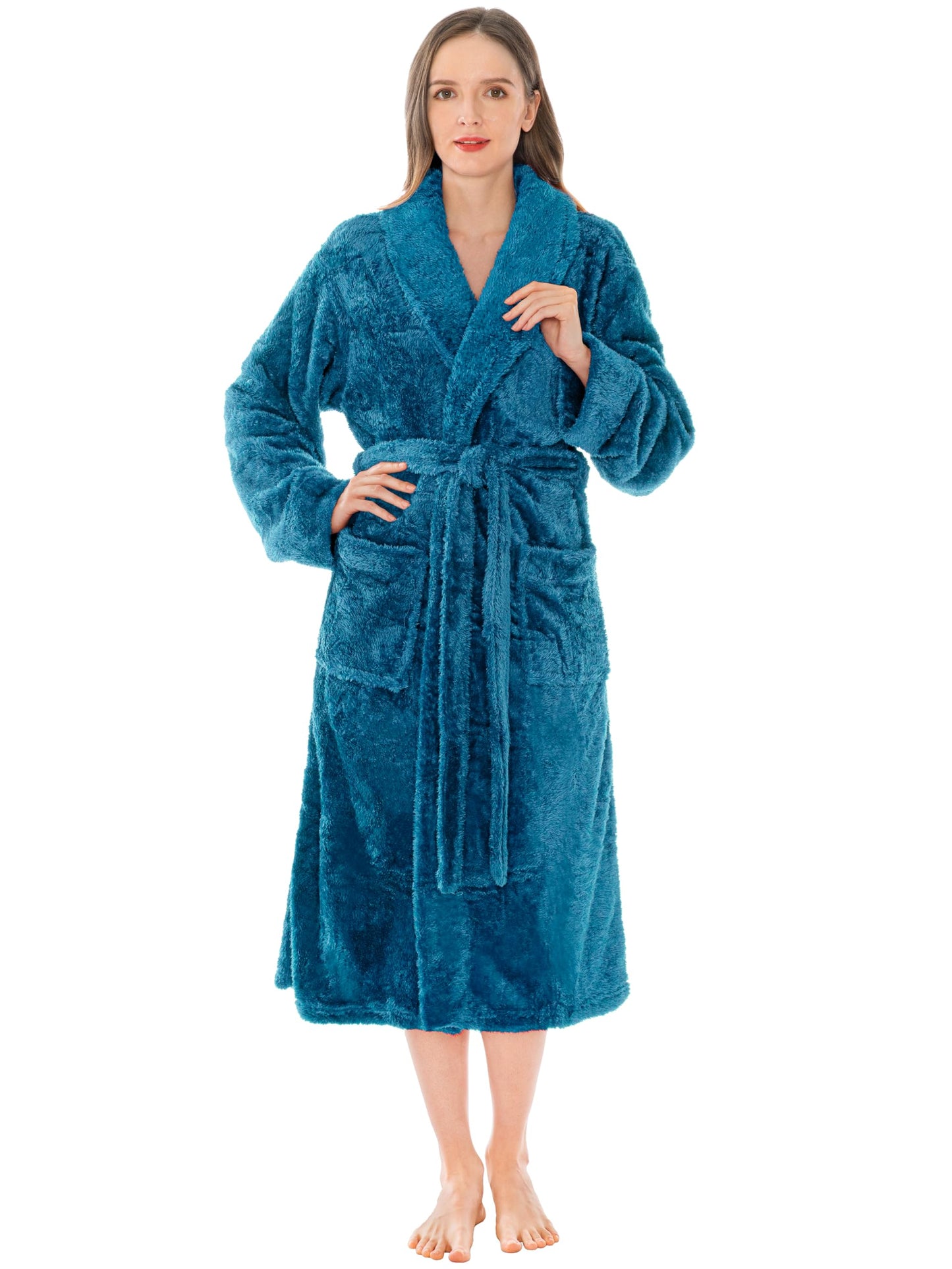 PAVILIA Premium Womens Plush Soft Robe Fluffy, Warm, Fleece Sherpa Shaggy Bathrobe