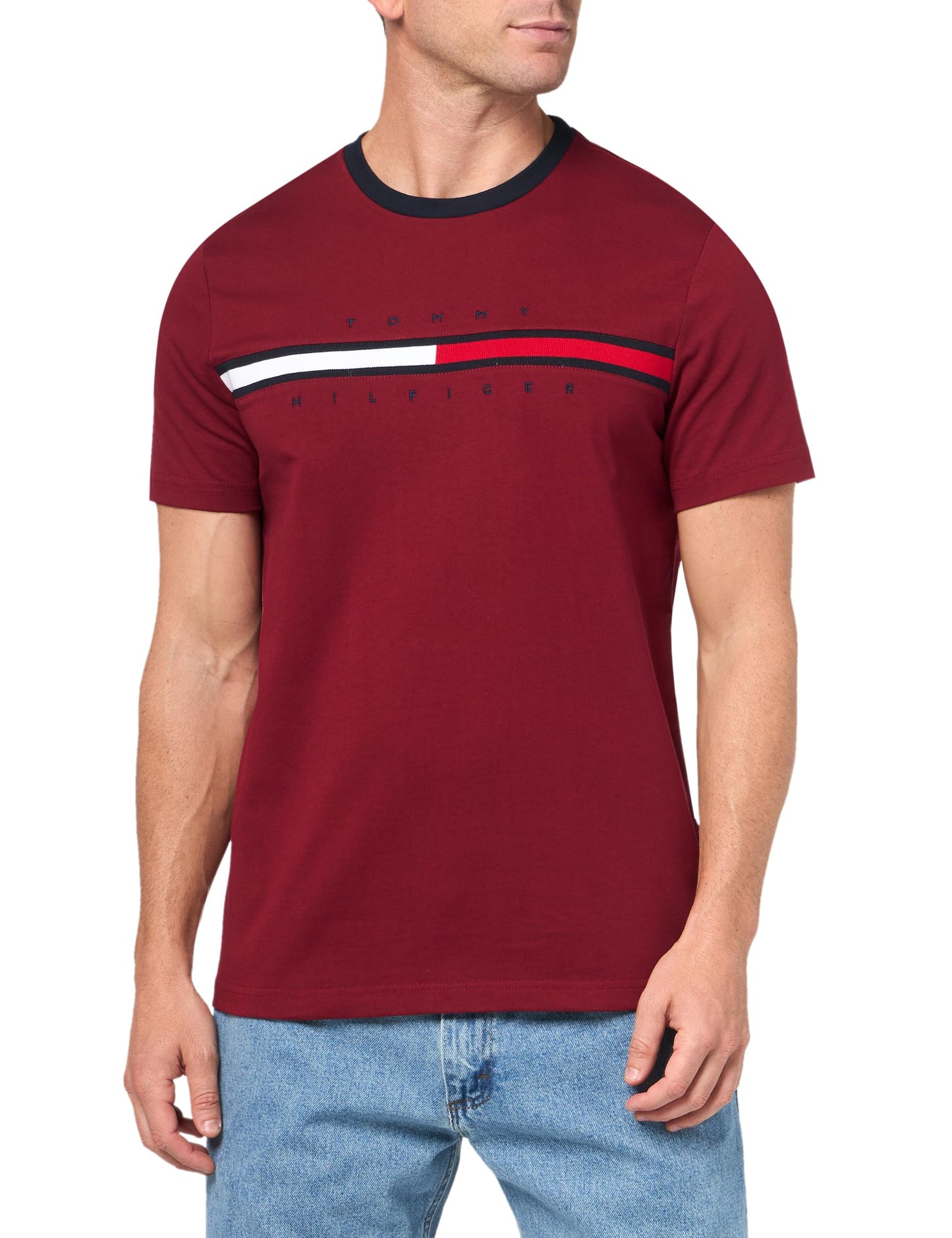 Tommy Hilfiger Men's Short Sleeve Signature Stripe Graphic T-Shirt