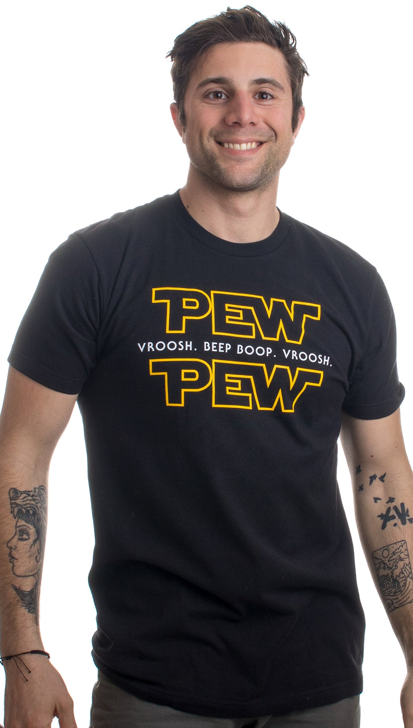 Pew Pew Wars | Funny Sci-fi Space Star Noises Science for Geek Men Women T-Shirt