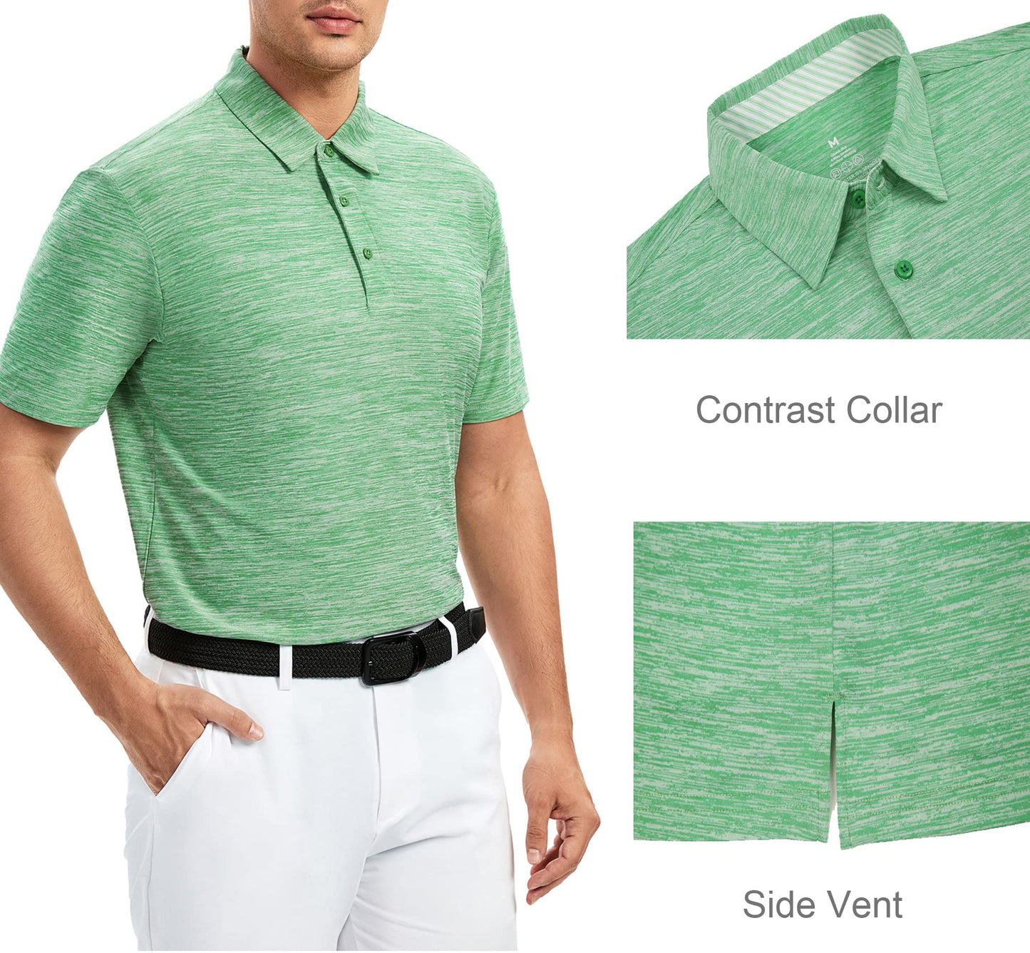 Alex Vando Mens Golf Shirt Moisture Wicking Quick-Dry Short Sleeve Casual Polo Shirts for Men